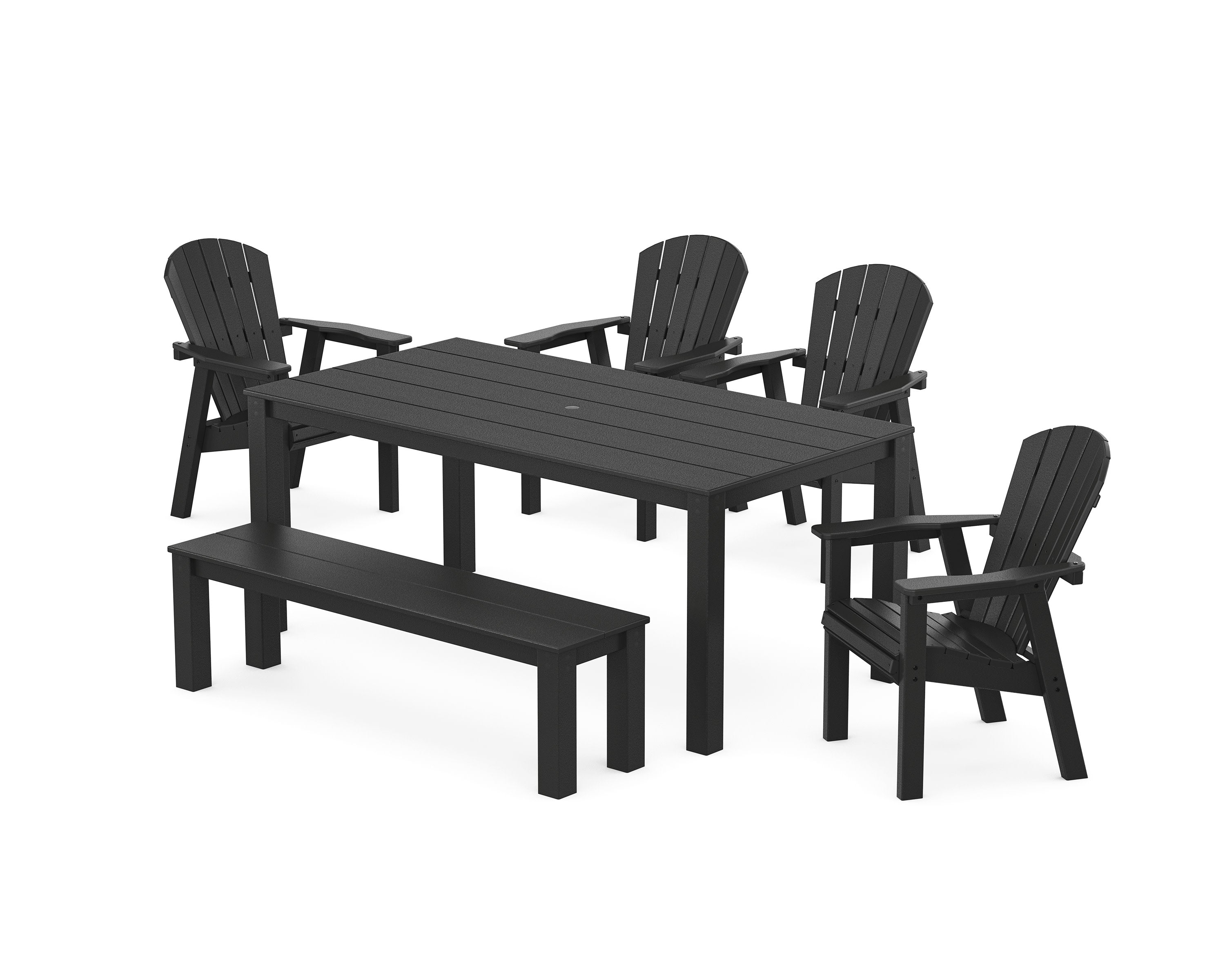 Seashell 6-Piece Parsons Dining Set with Bench in Black