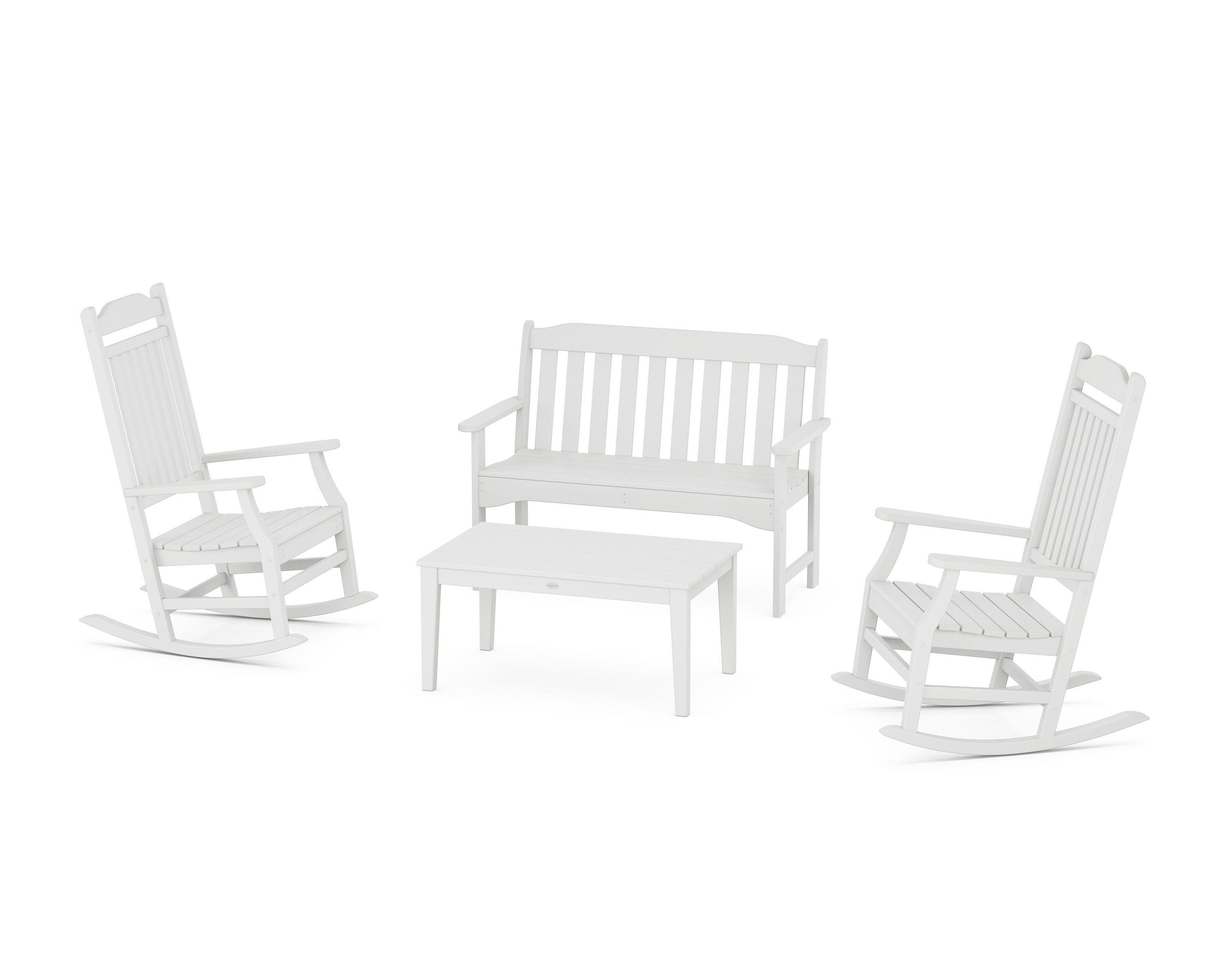 Cottage Rocking Chair 4-Piece Porch Set in White