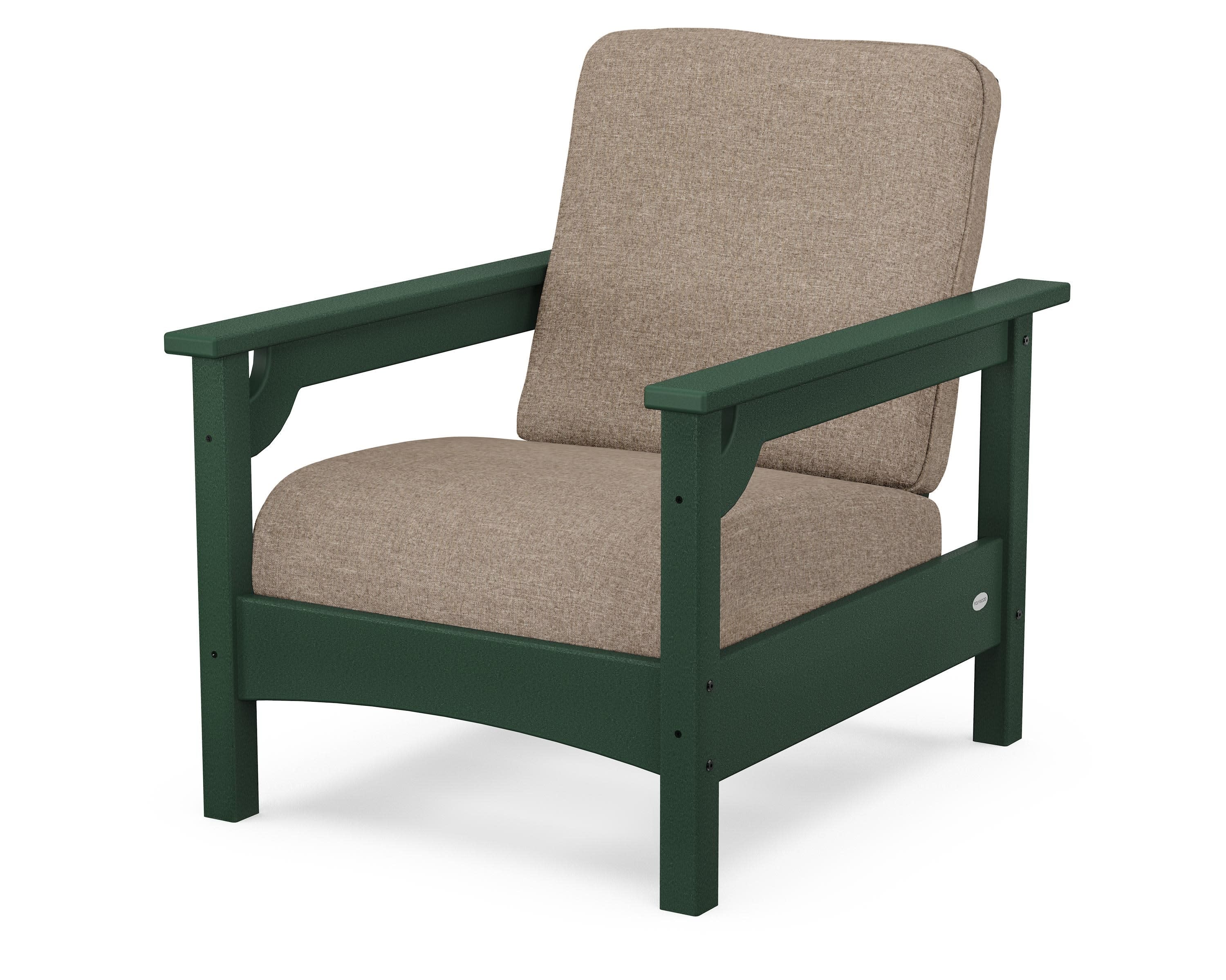 Club Chair in Green / Spiced Burlap