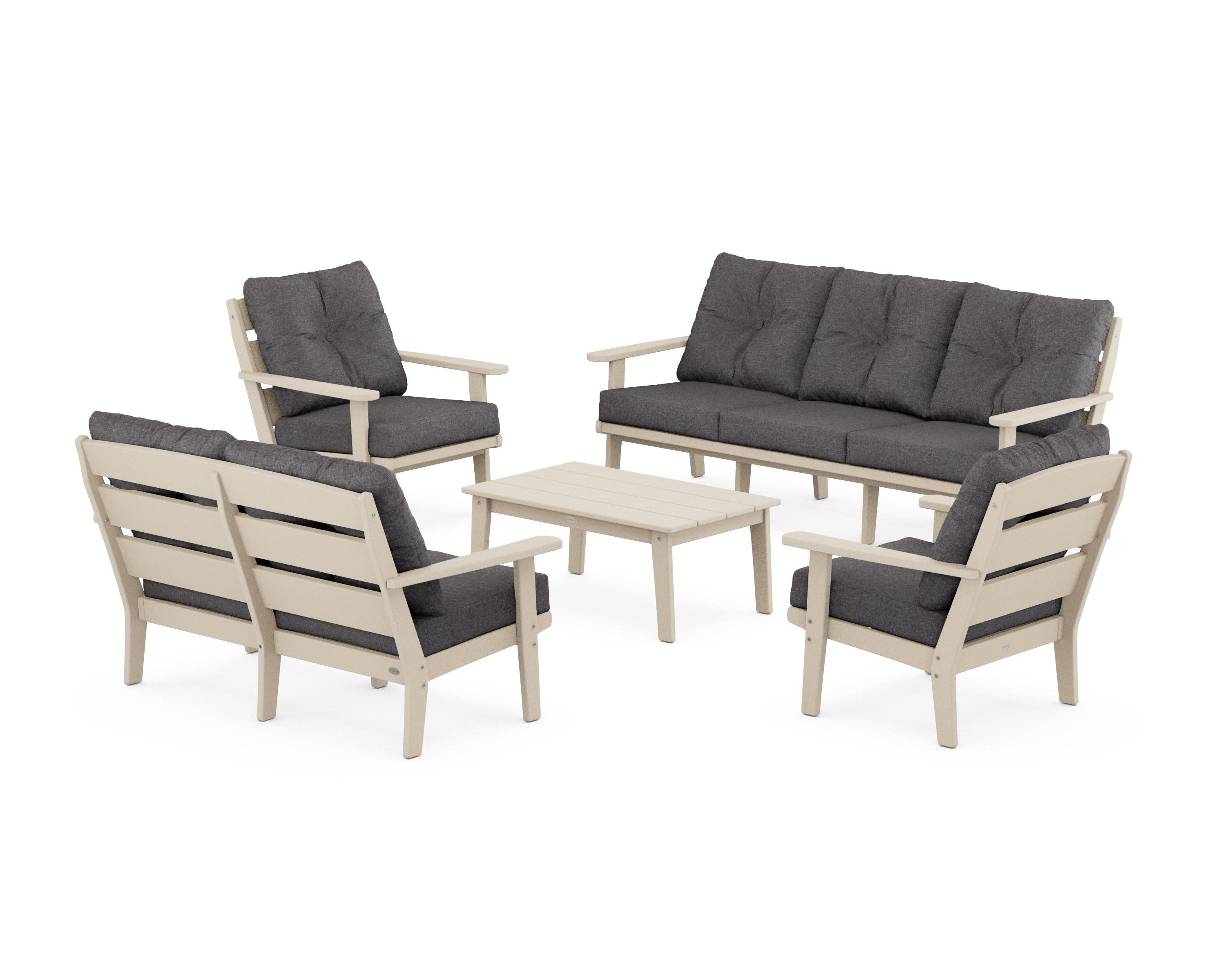 Lakeside 5-Piece Lounge Sofa Set in Sand / Ash Charcoal