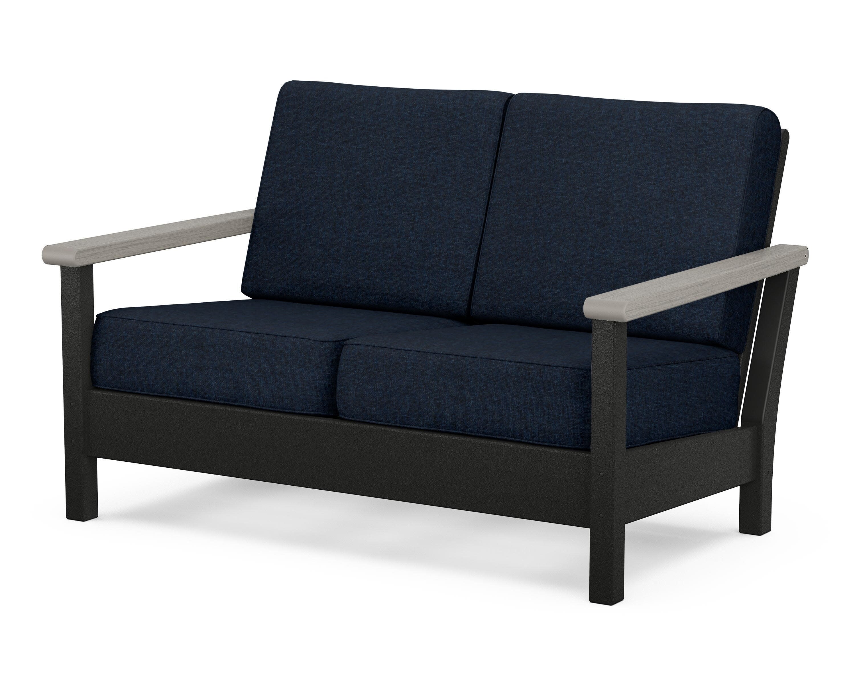 Harbour Deep Seating Loveseat in Black / Driftwood / Marine Indigo