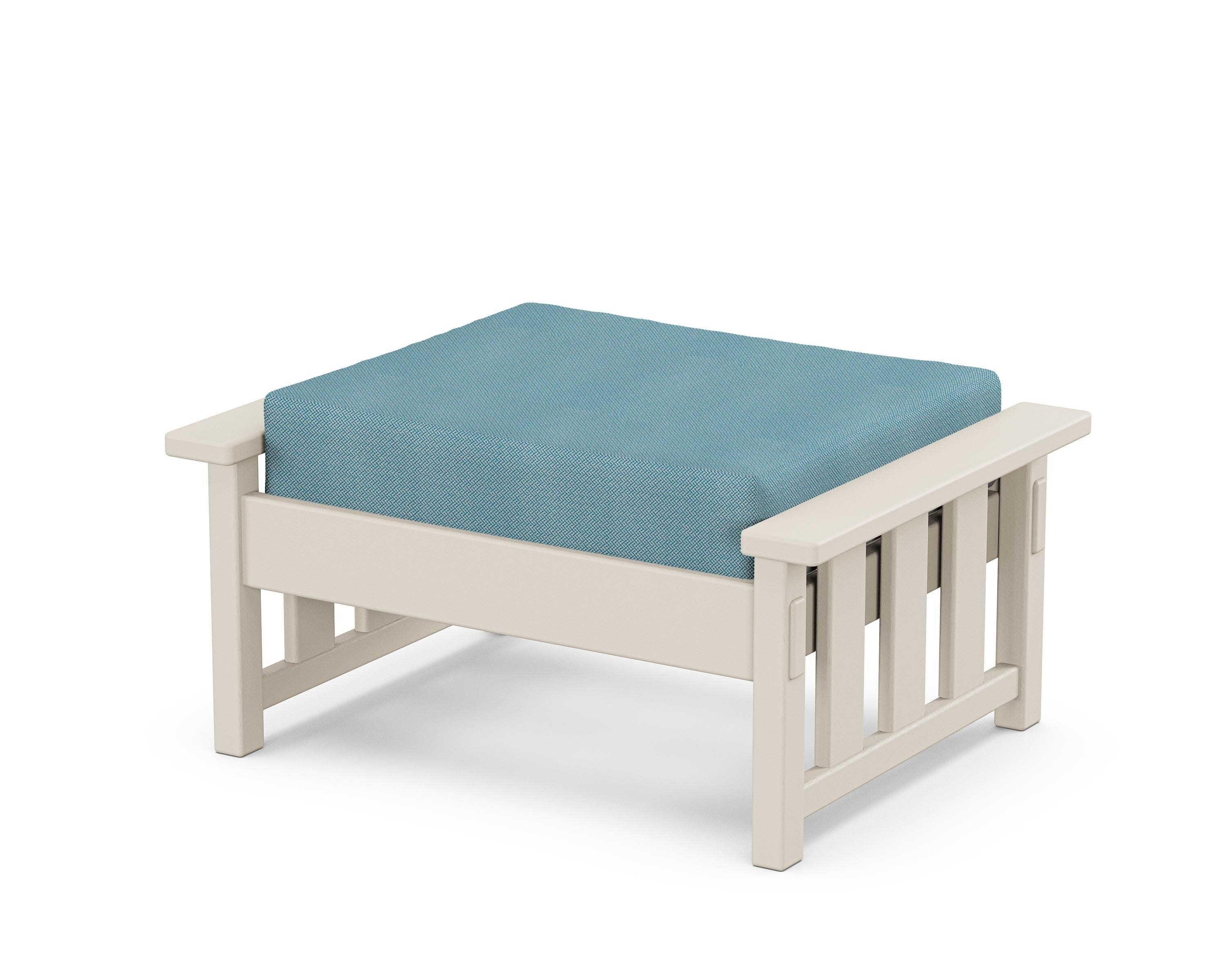 Acadia Deep Seating Ottoman in Sand / Lattice Sky Blue