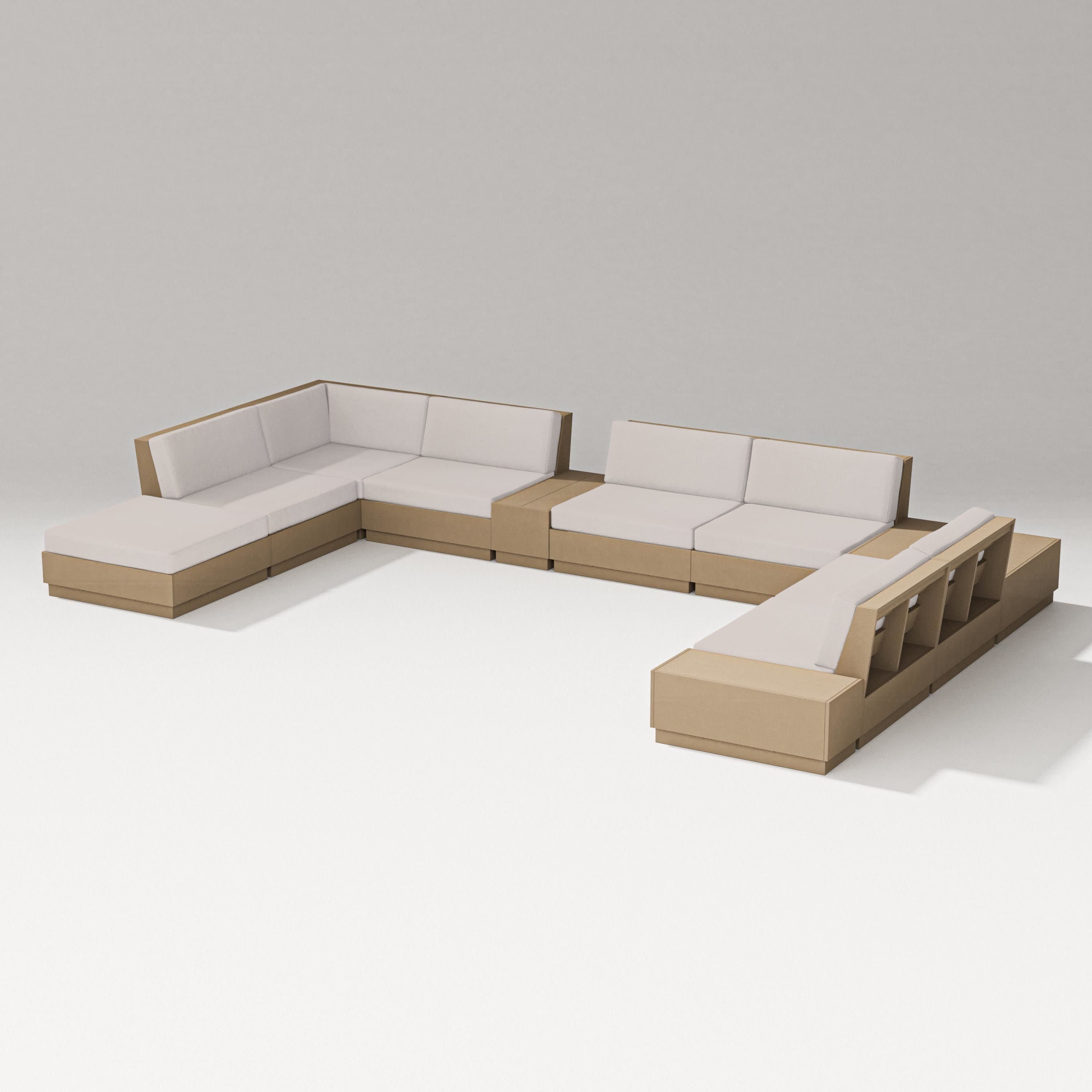Elevate 11-Piece Conversation Sectional Set in Vintage Sahara / Dune Burlap