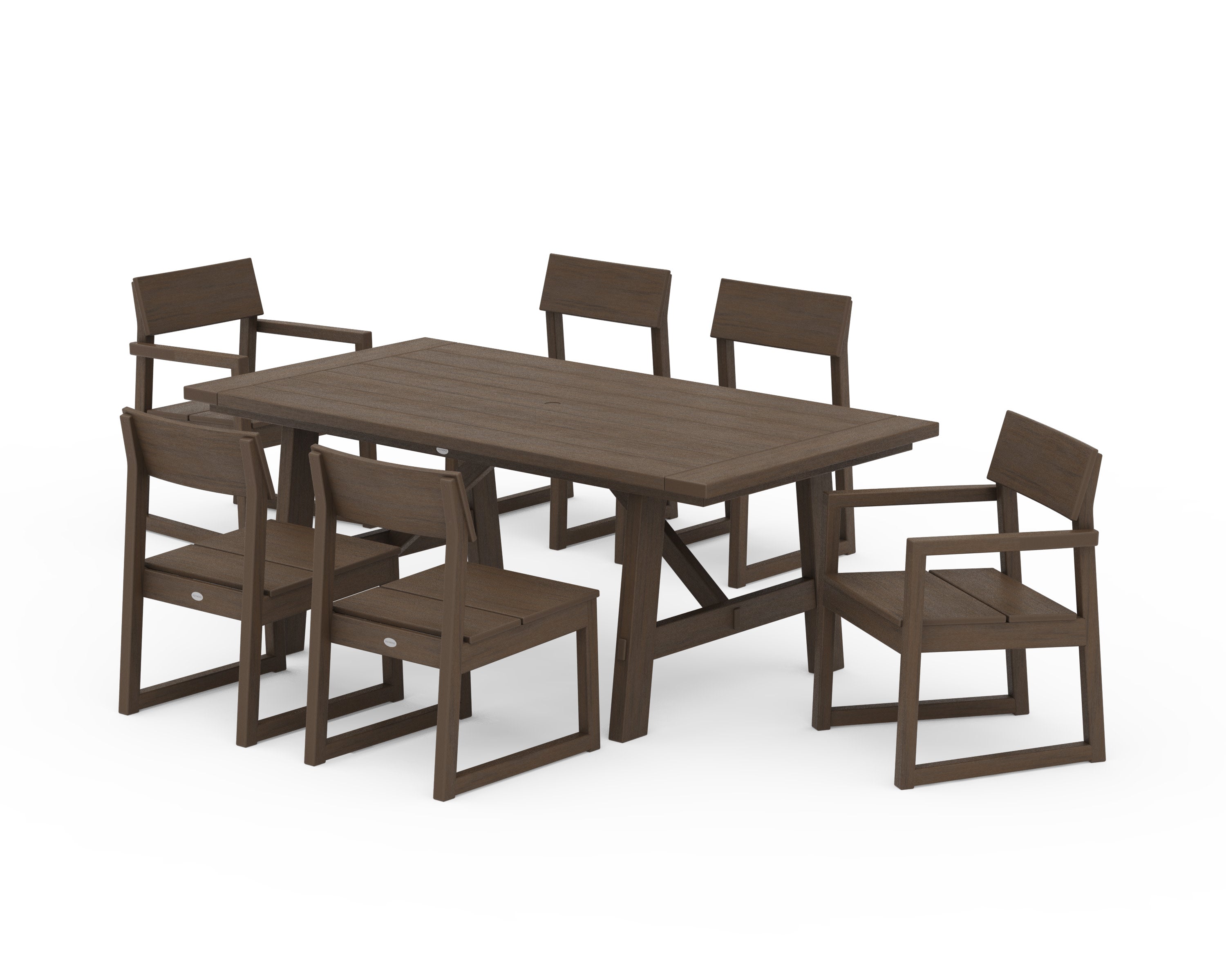 EDGE 7-Piece Rustic Farmhouse Dining Set in Kona