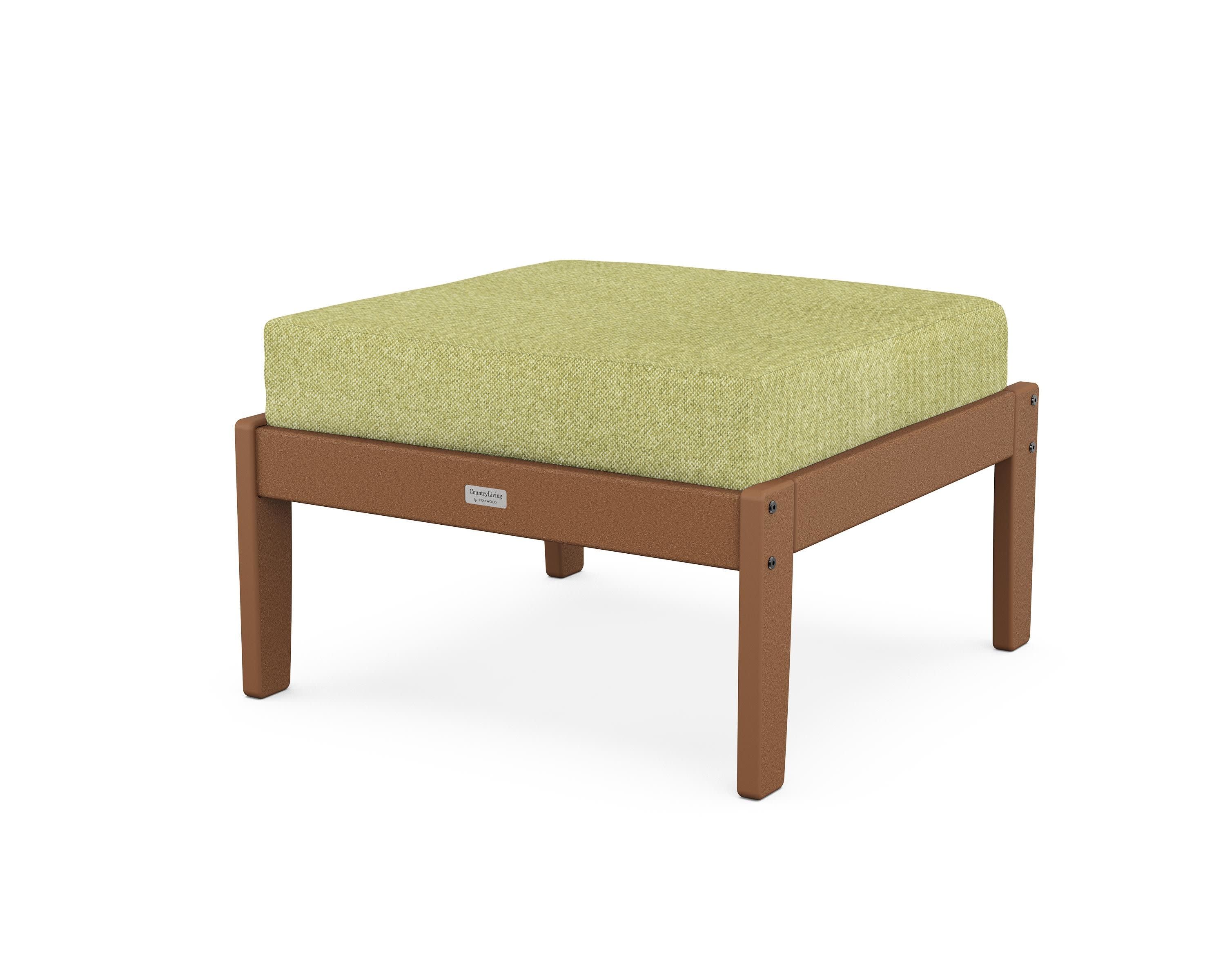 Cottage Deep Seating Ottoman in Teak / Chartreuse Boucle