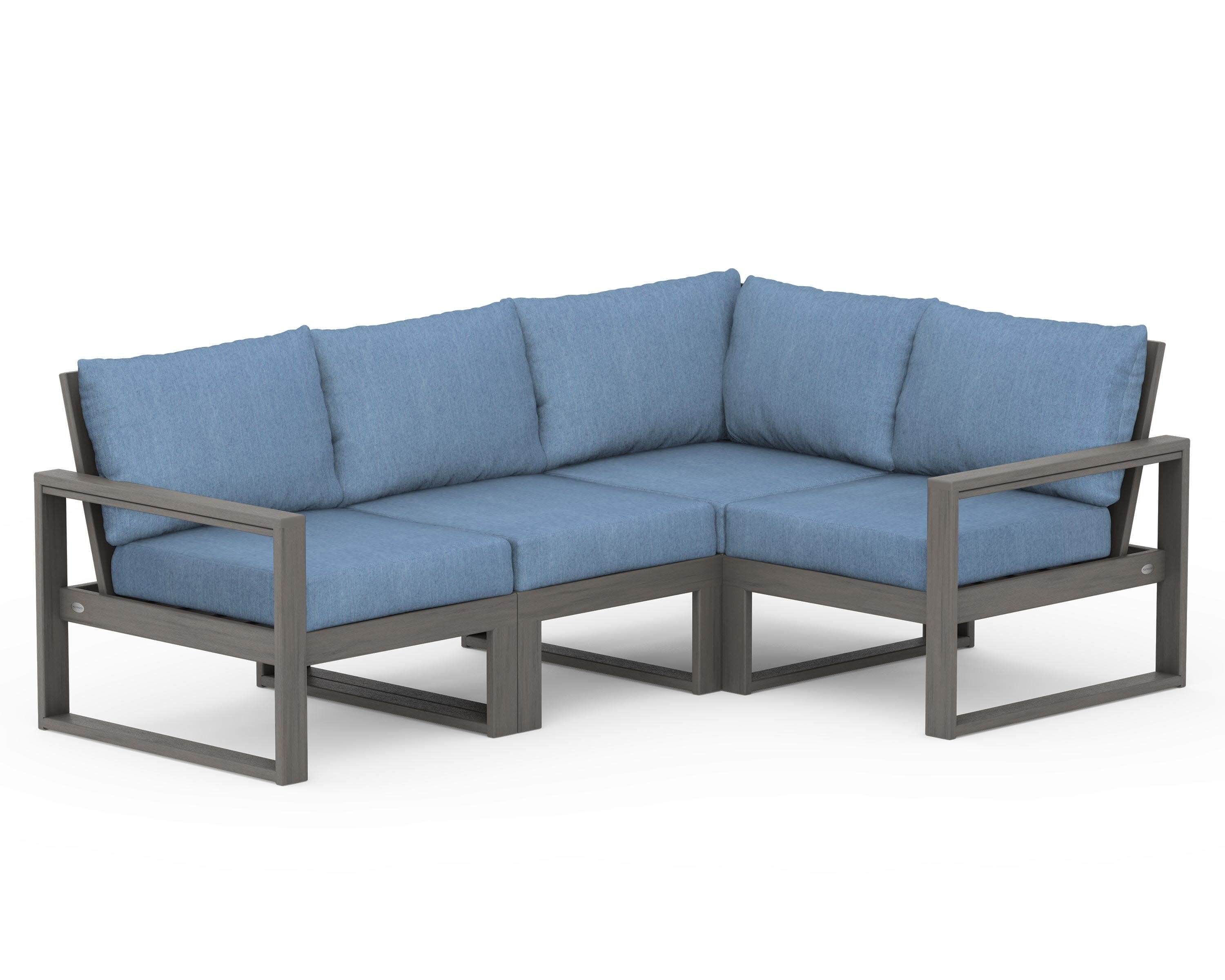 EDGE 4-Piece Modular Deep Seating Set in Driftwood / Sky Blue