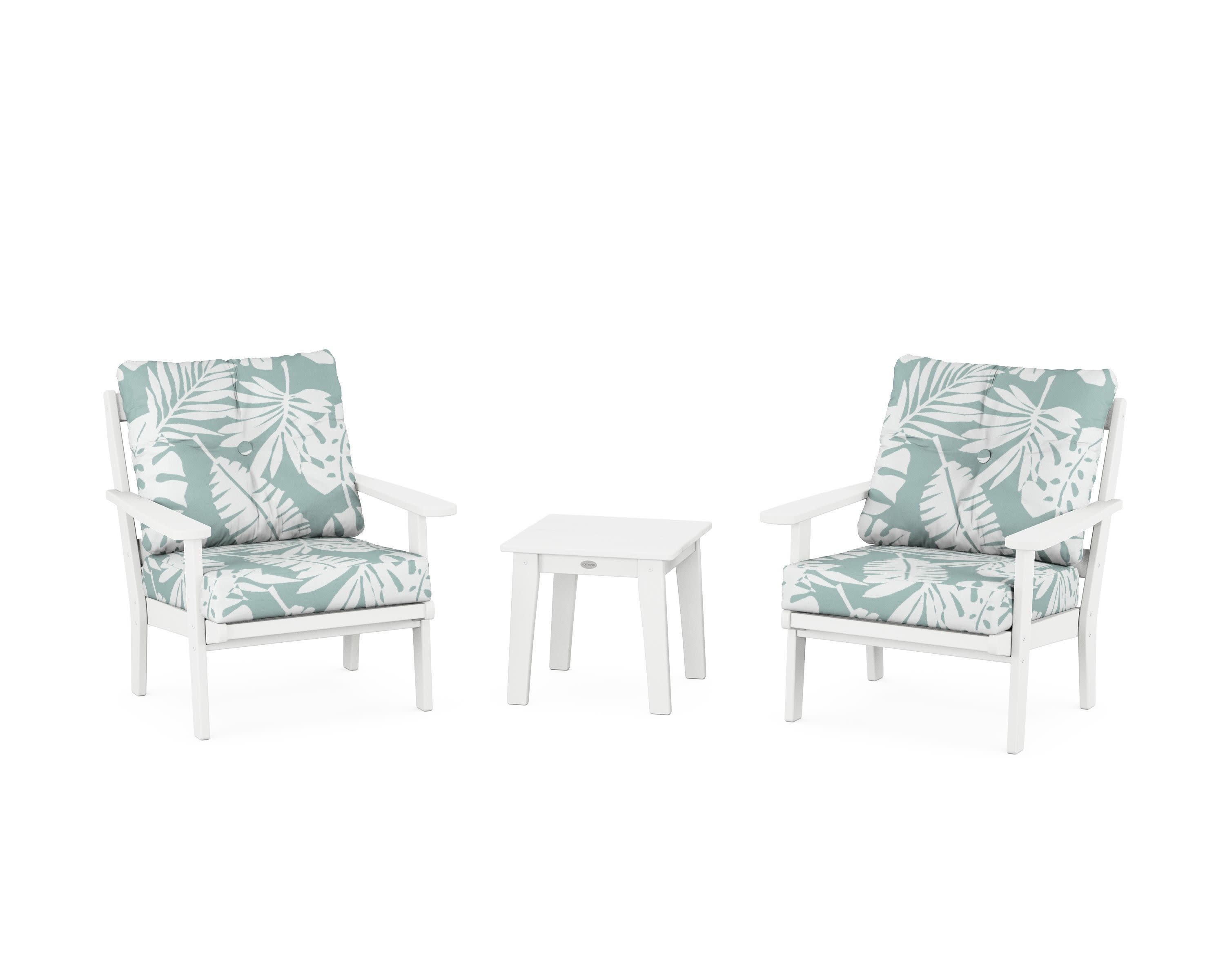 Mission 3-Piece Deep Seating Set in White / Leaf Glacier Spa