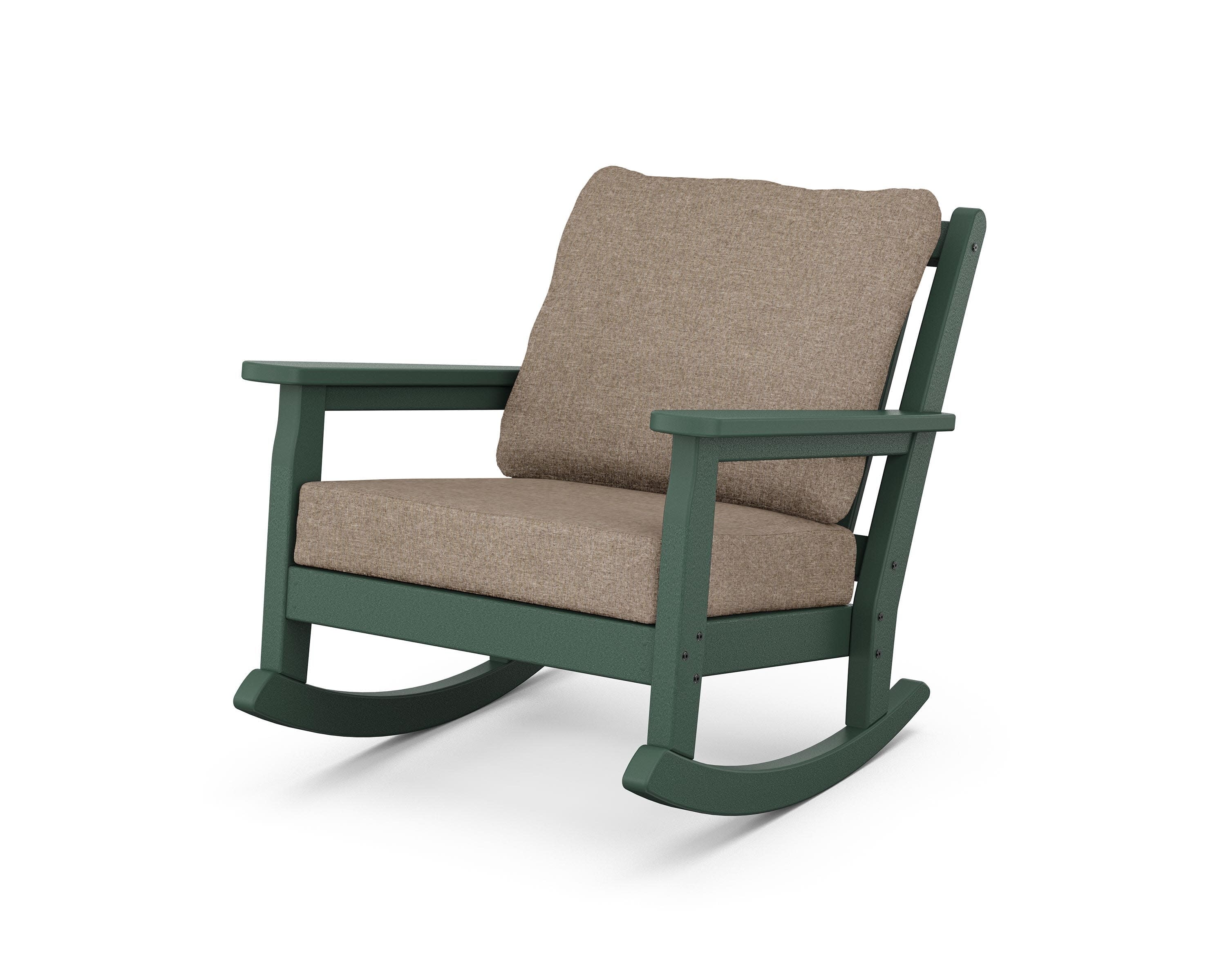 Chippendale Deep Seating Rocking Chair in Green / Spiced Burlap