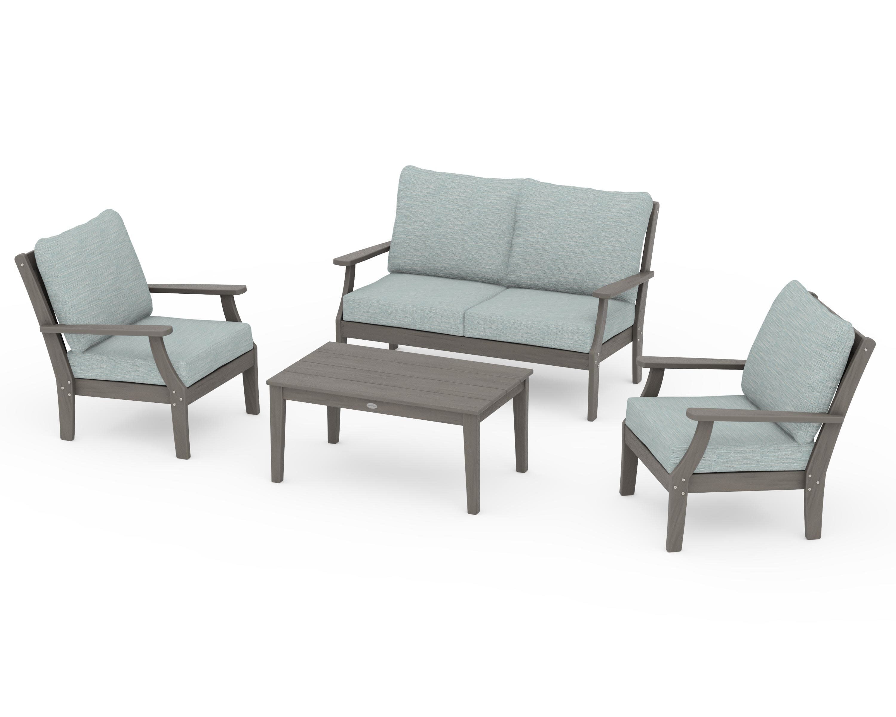 Braxton 4-Piece Deep Seating Chair Set in Driftwood / Soothe Mist