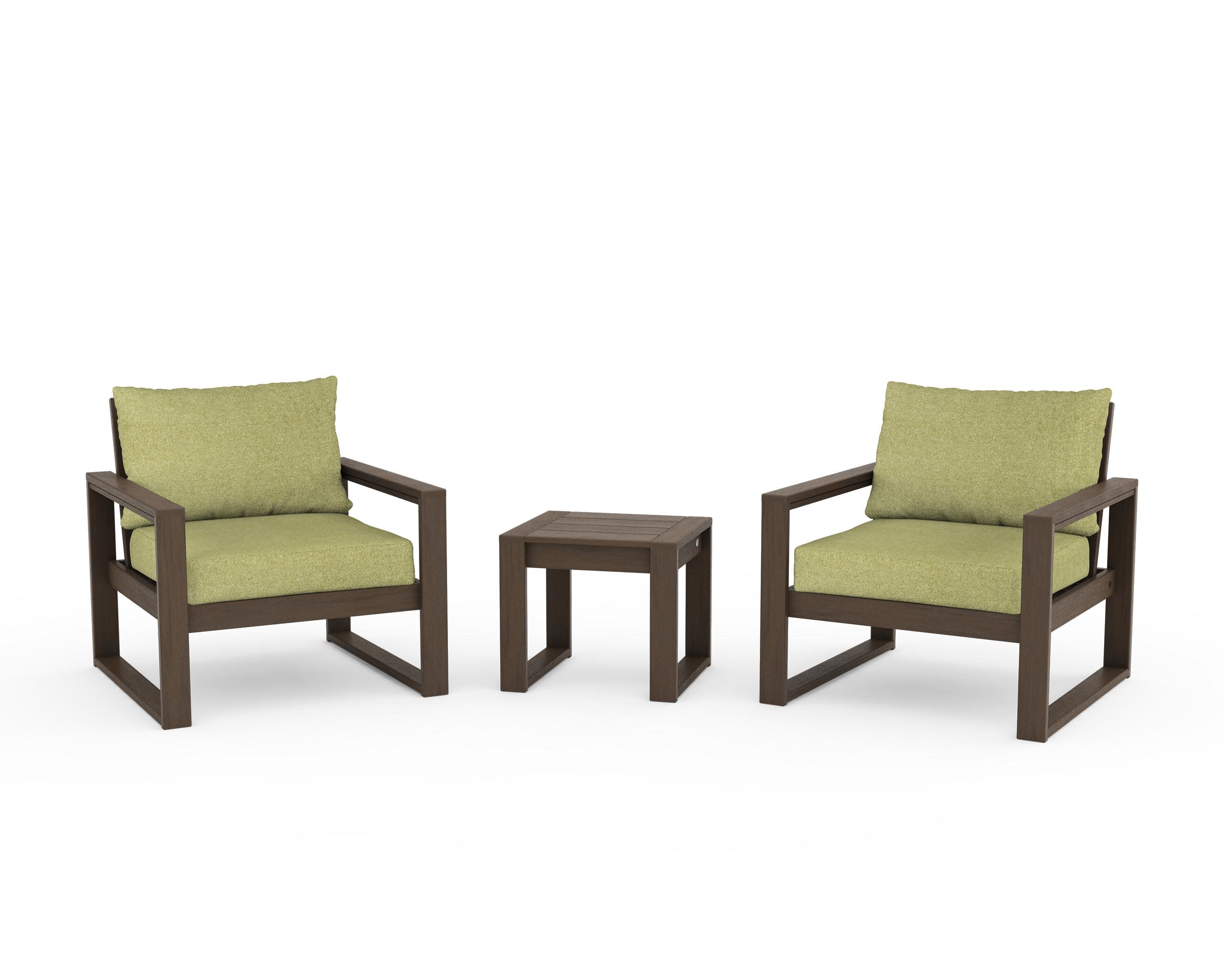 EDGE Sectional 3-Piece Deep Seating Set in Kona / Chartreuse Boucle