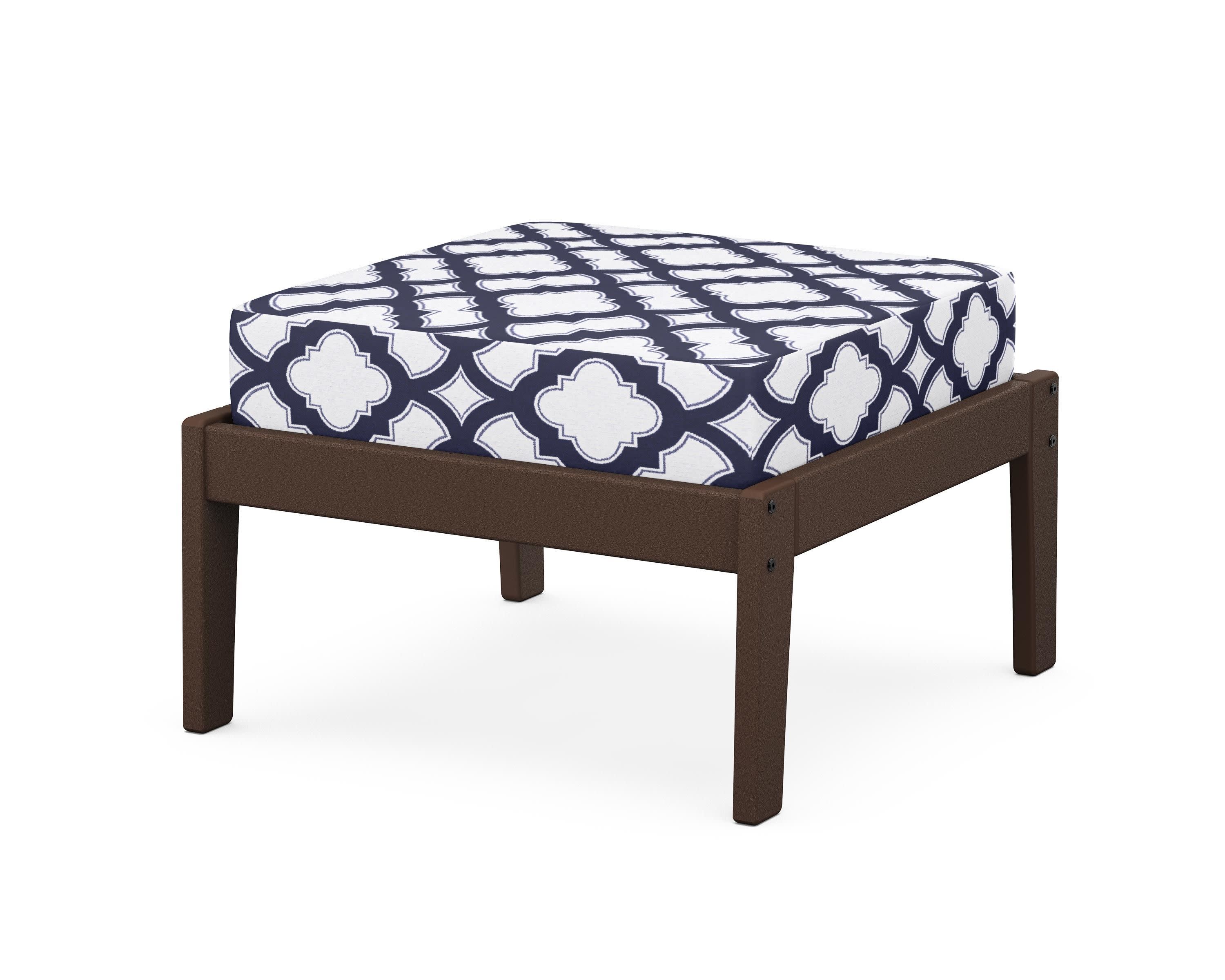 Deep Seating Ottoman in Mahogany / Trellis Navy