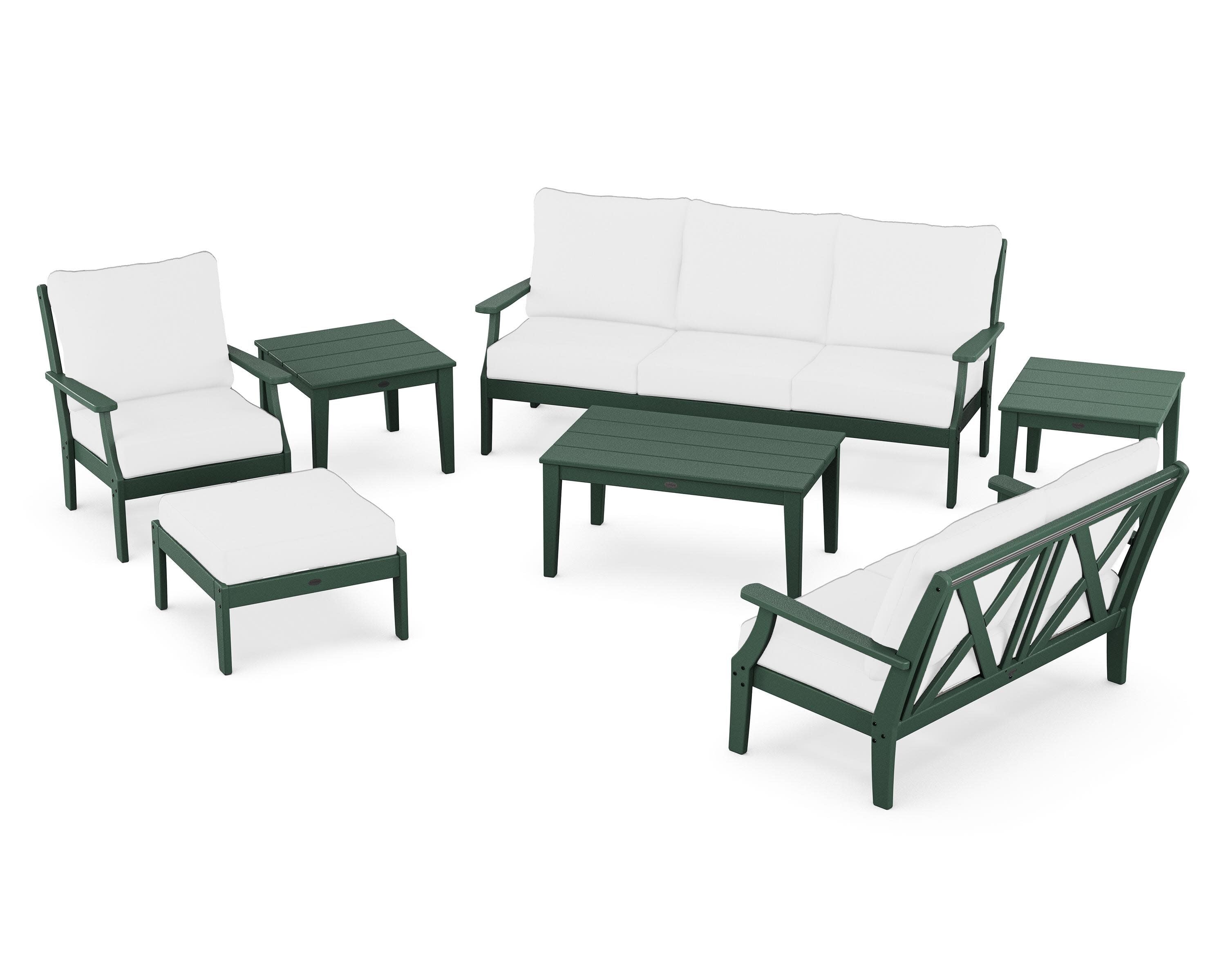 Braxton 7-Piece Deep Seating Set in Green / Natural