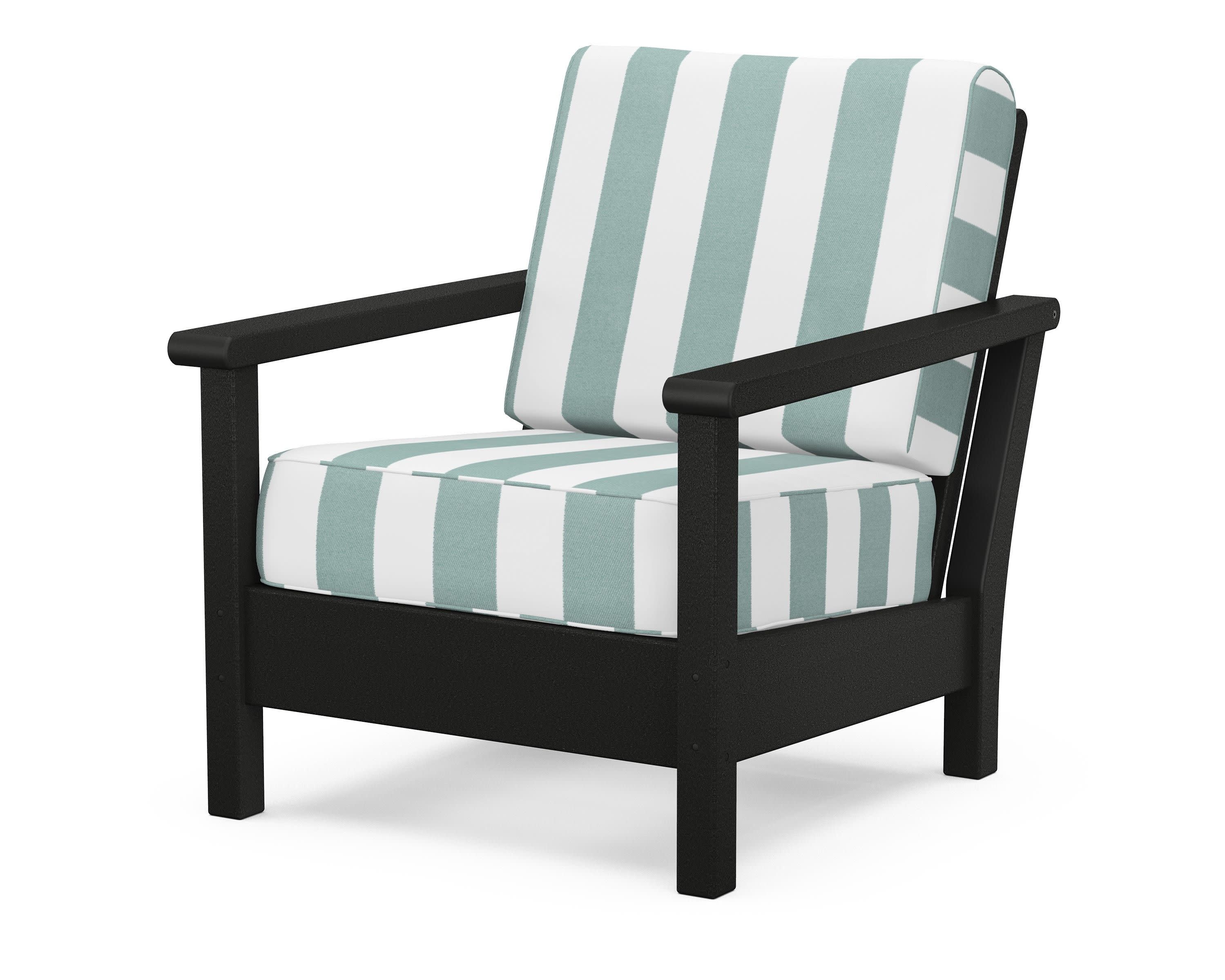 Harbour Deep Seating Chair in Black / Cabana Stripe Glacier Spa