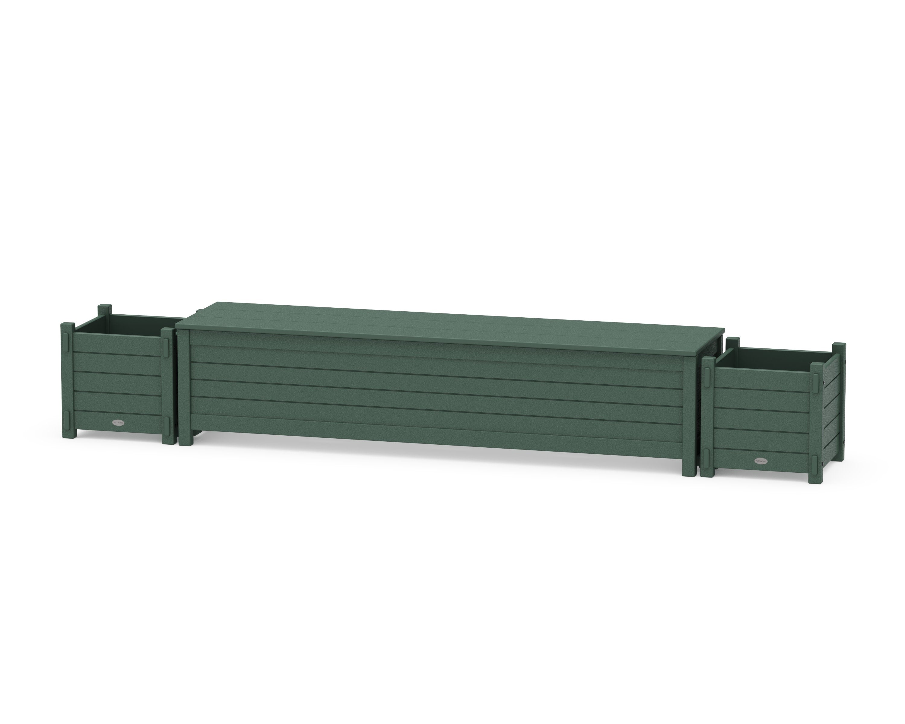 72" Nautical Straight Planter Storage Bench Set in Green