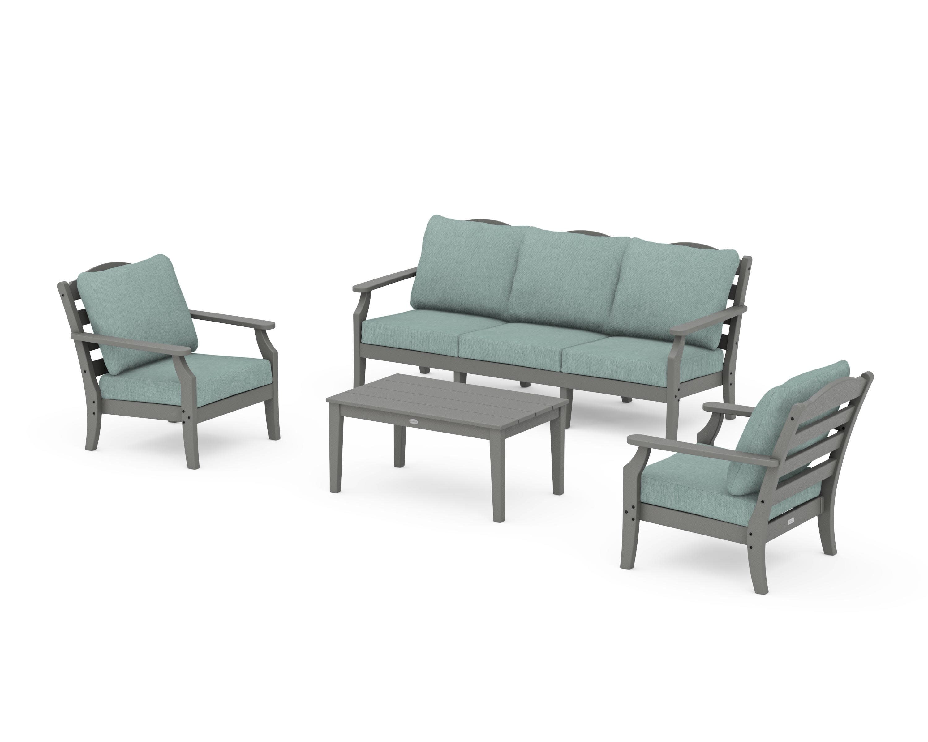 Savannah 4-Piece Deep Seating Set with Sofa in Slate Grey / Glacier Spa