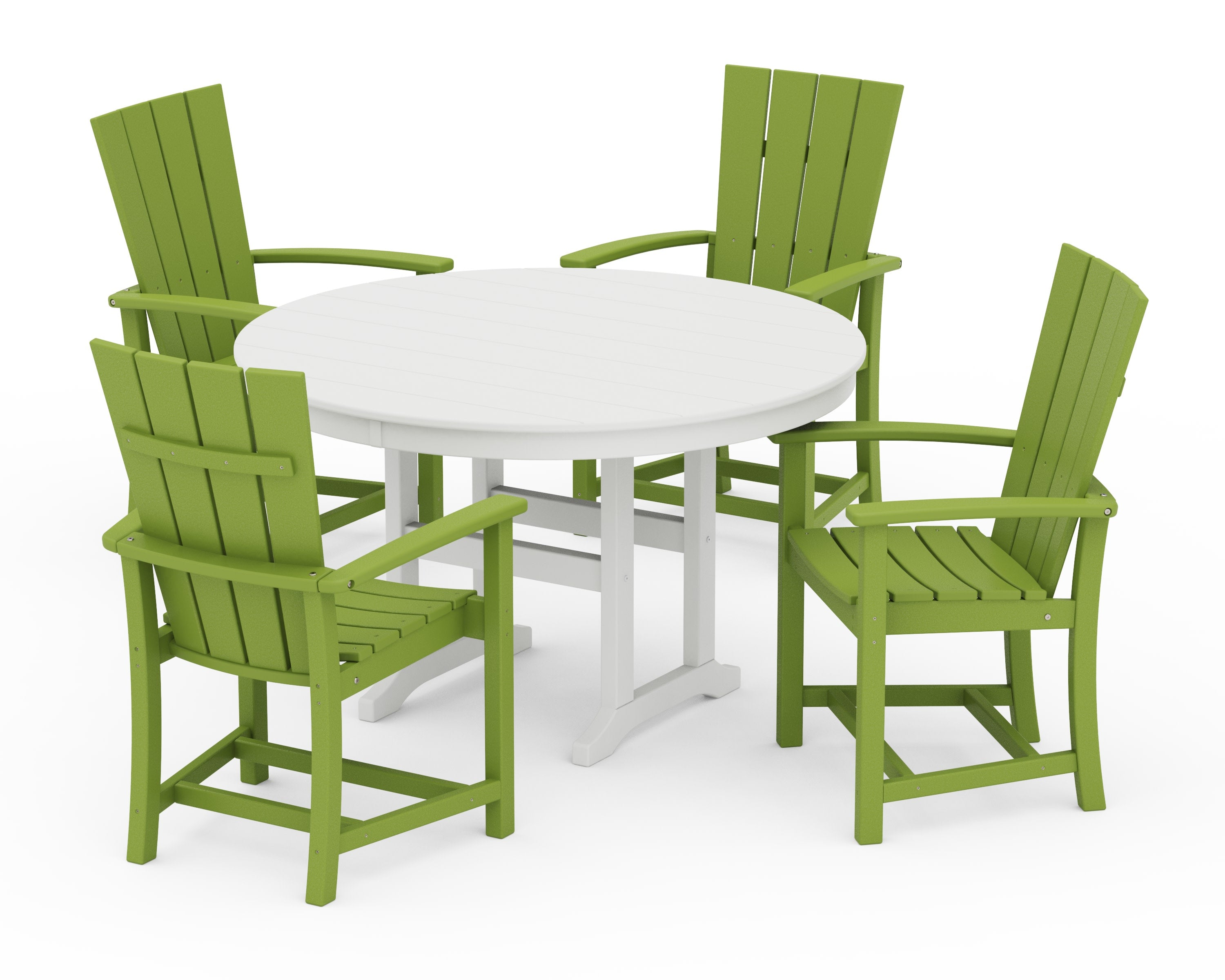 Quattro 5-Piece Round Farmhouse Dining Set in Lime / White