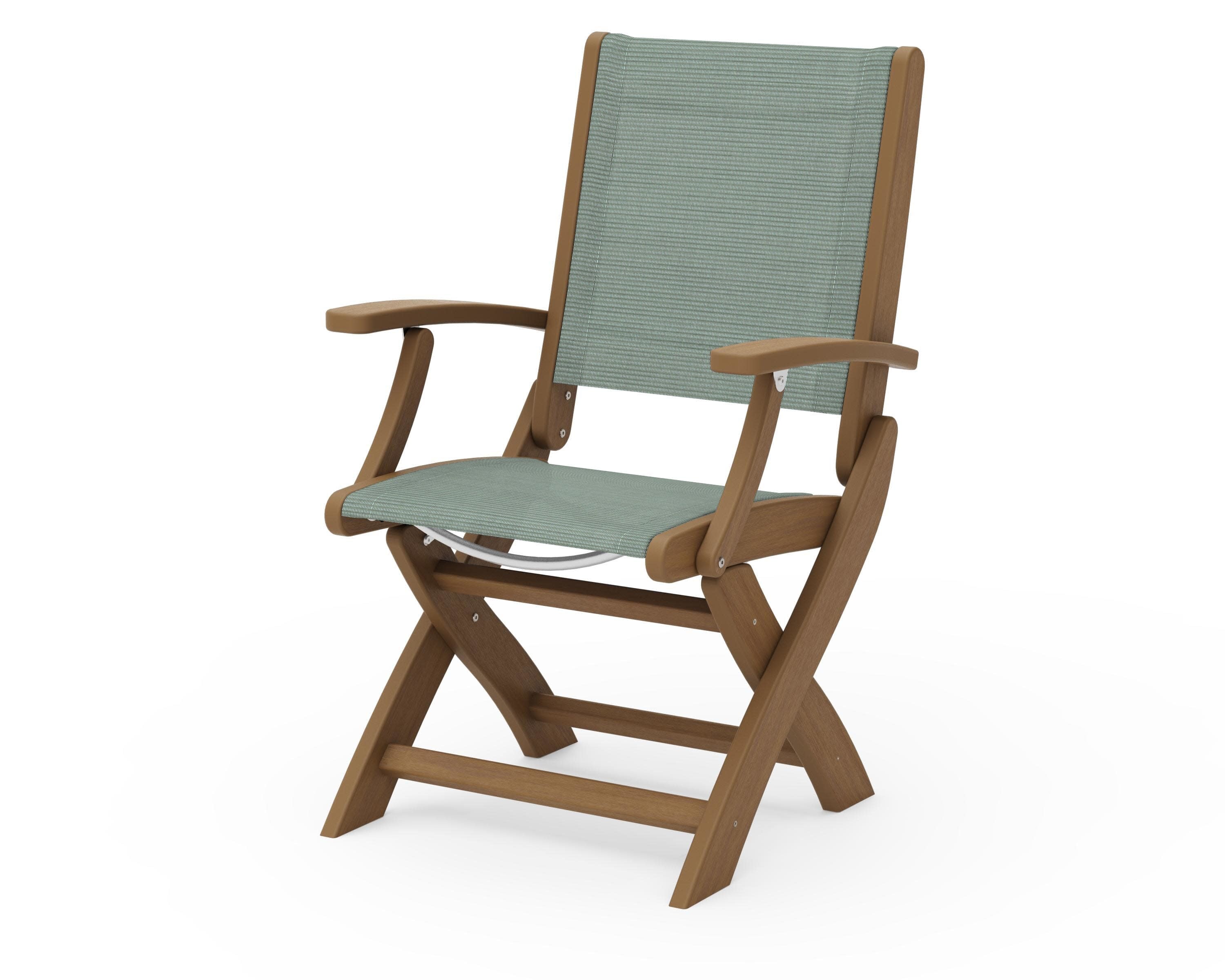 Coastal Folding Chair in Natural / Dupioni Sea Mist Sling
