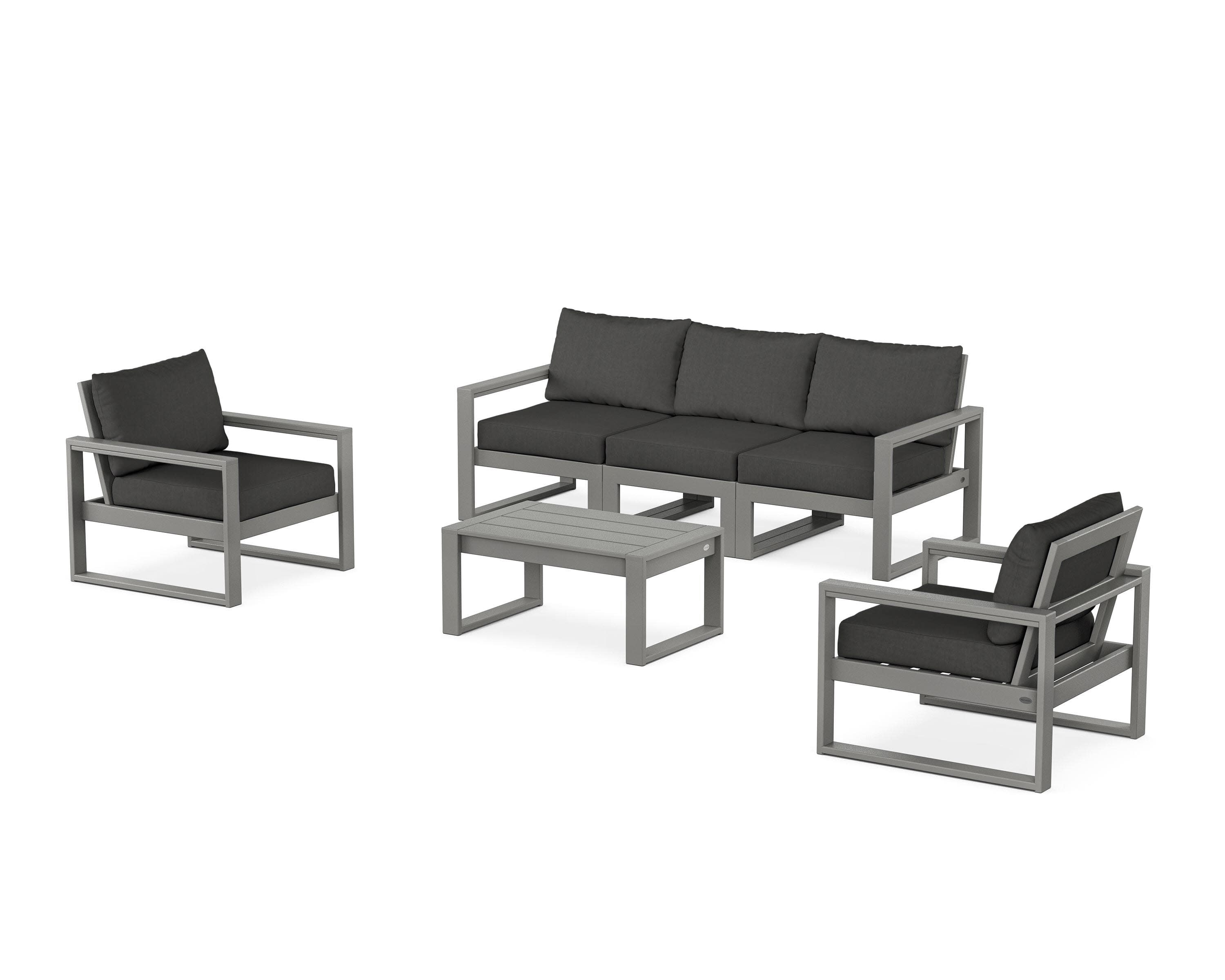 EDGE Sectional 4-Piece Deep Seating Set with Sofa in Slate Grey / Spectrum Carbon