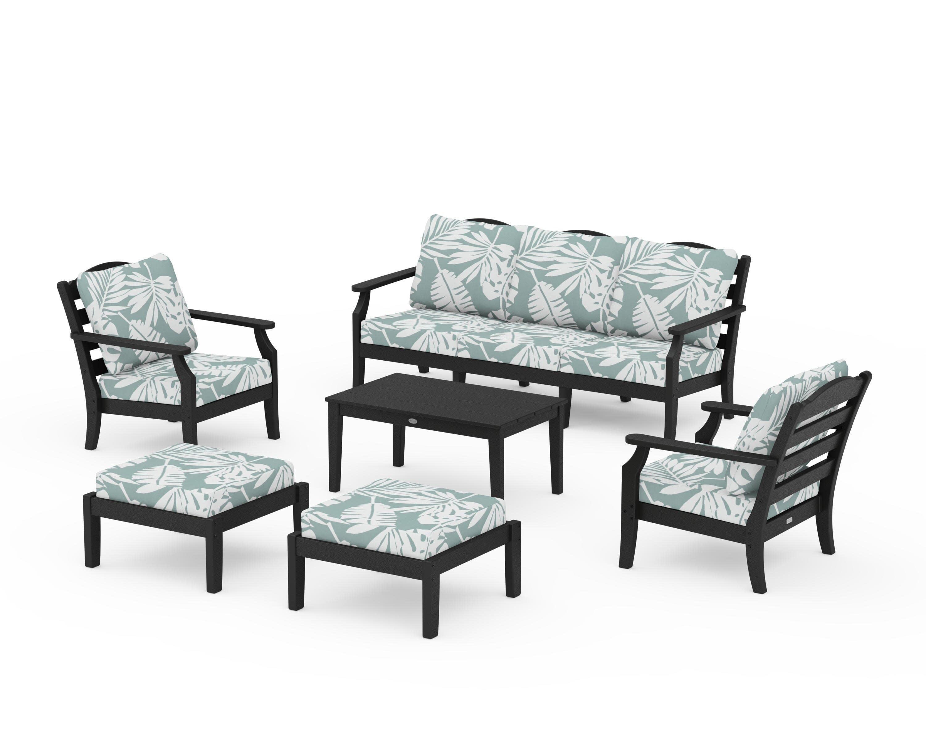 Savannah 6-Piece Lounge Sofa Set in Black / Leaf Glacier Spa