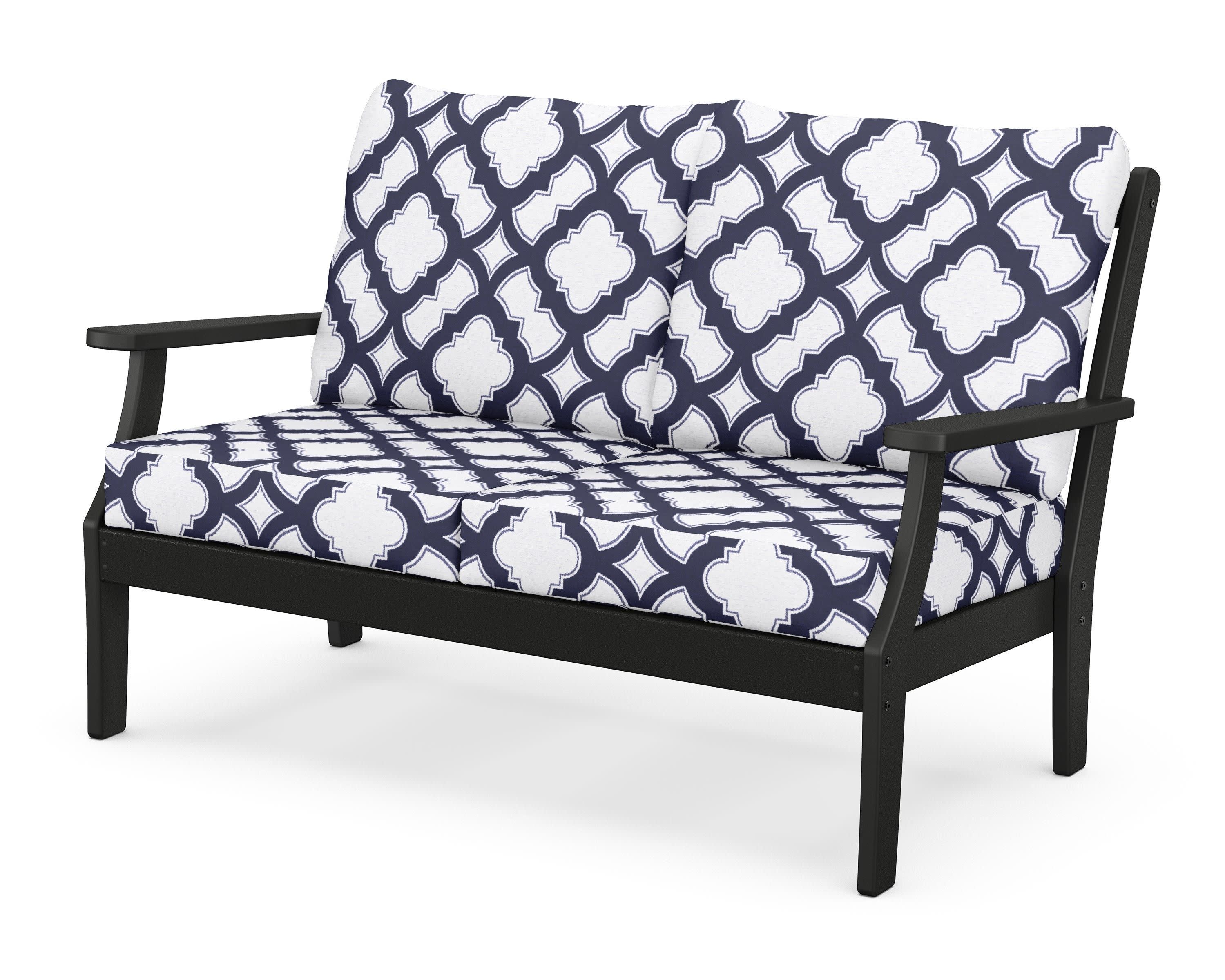 Braxton Deep Seating Loveseat in Black / Trellis Navy