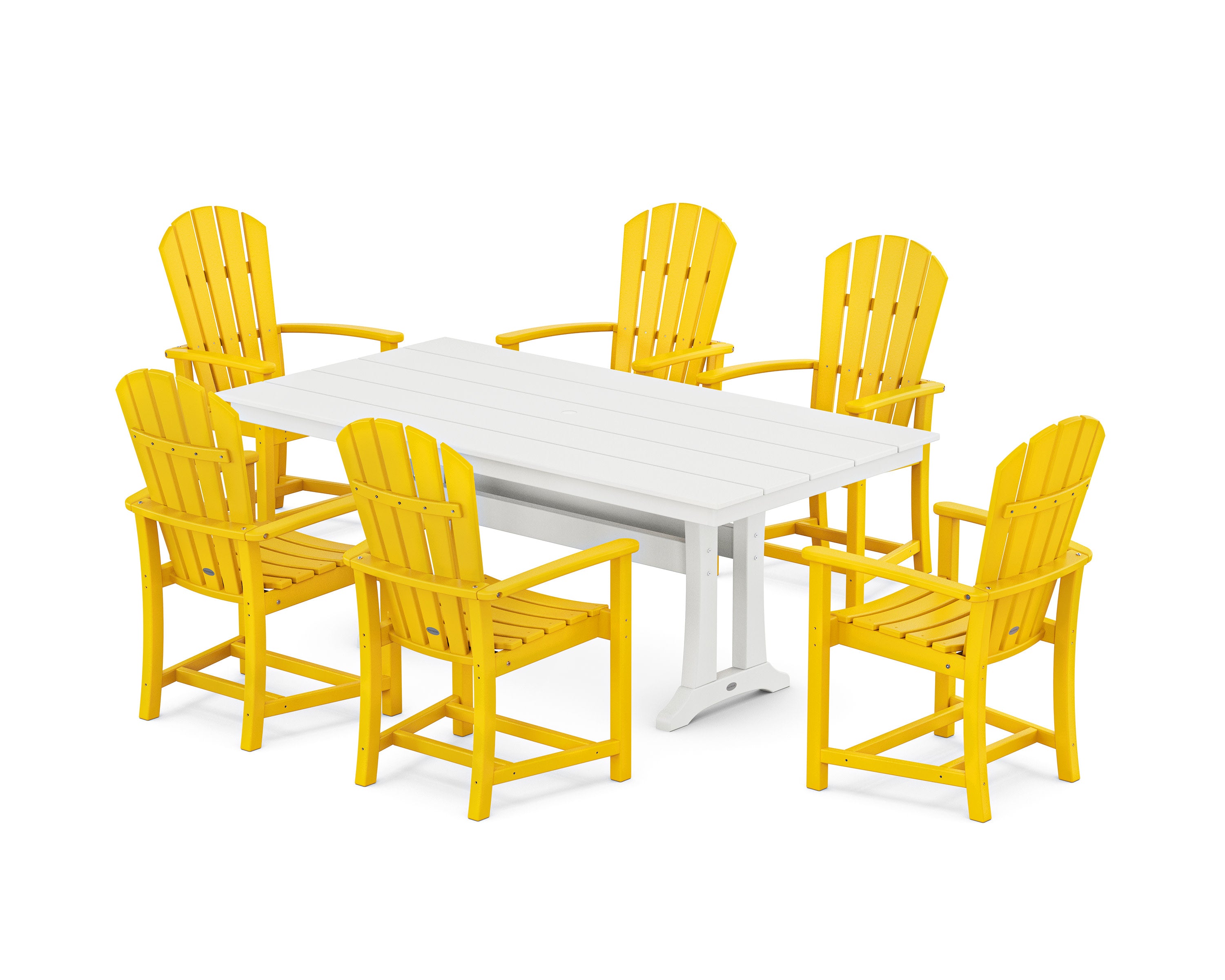 Palm Coast 7-Piece Dining Set with Trestle Legs in Lemon / White