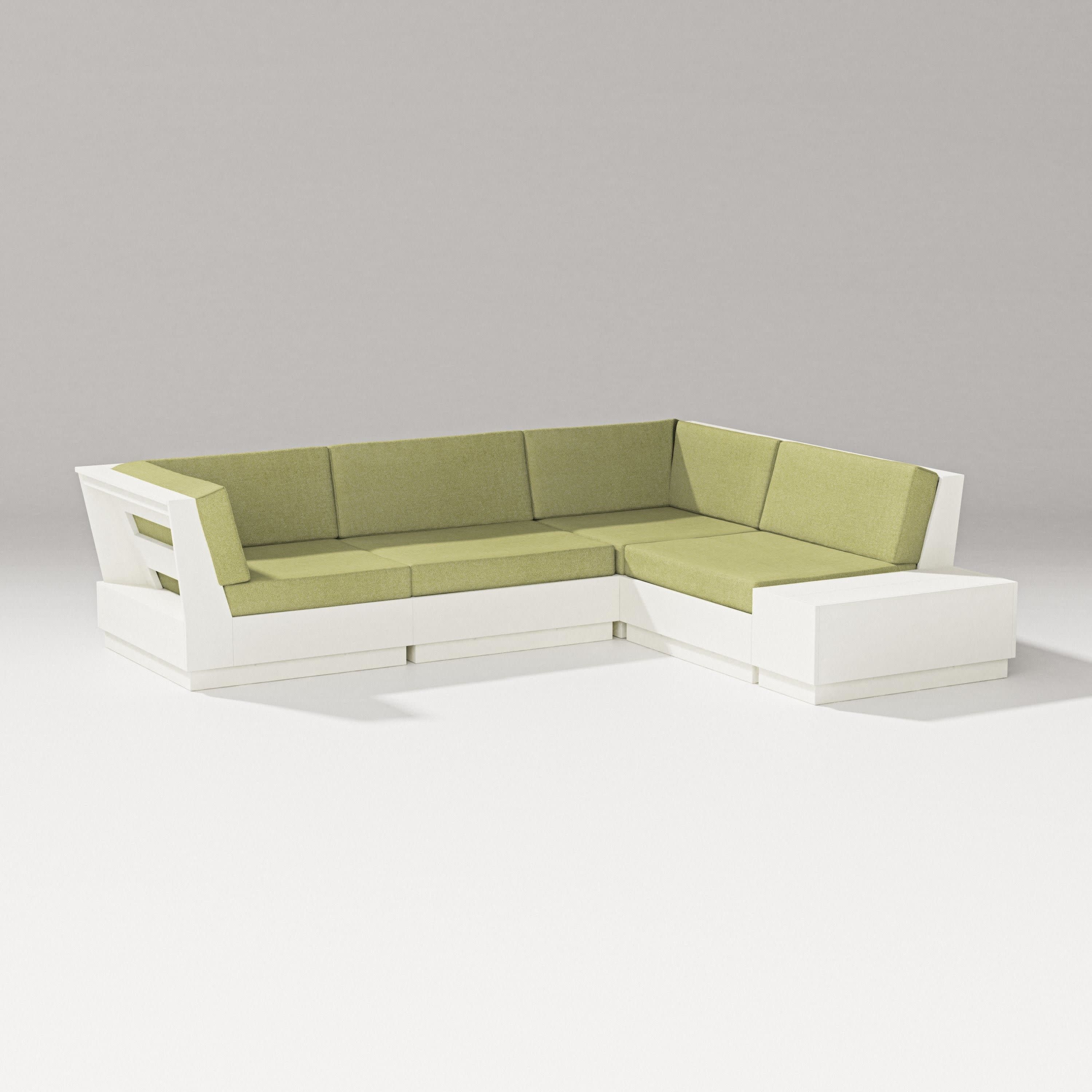 Elevate Corner Sectional in Vintage White / Chartreuse Boucle