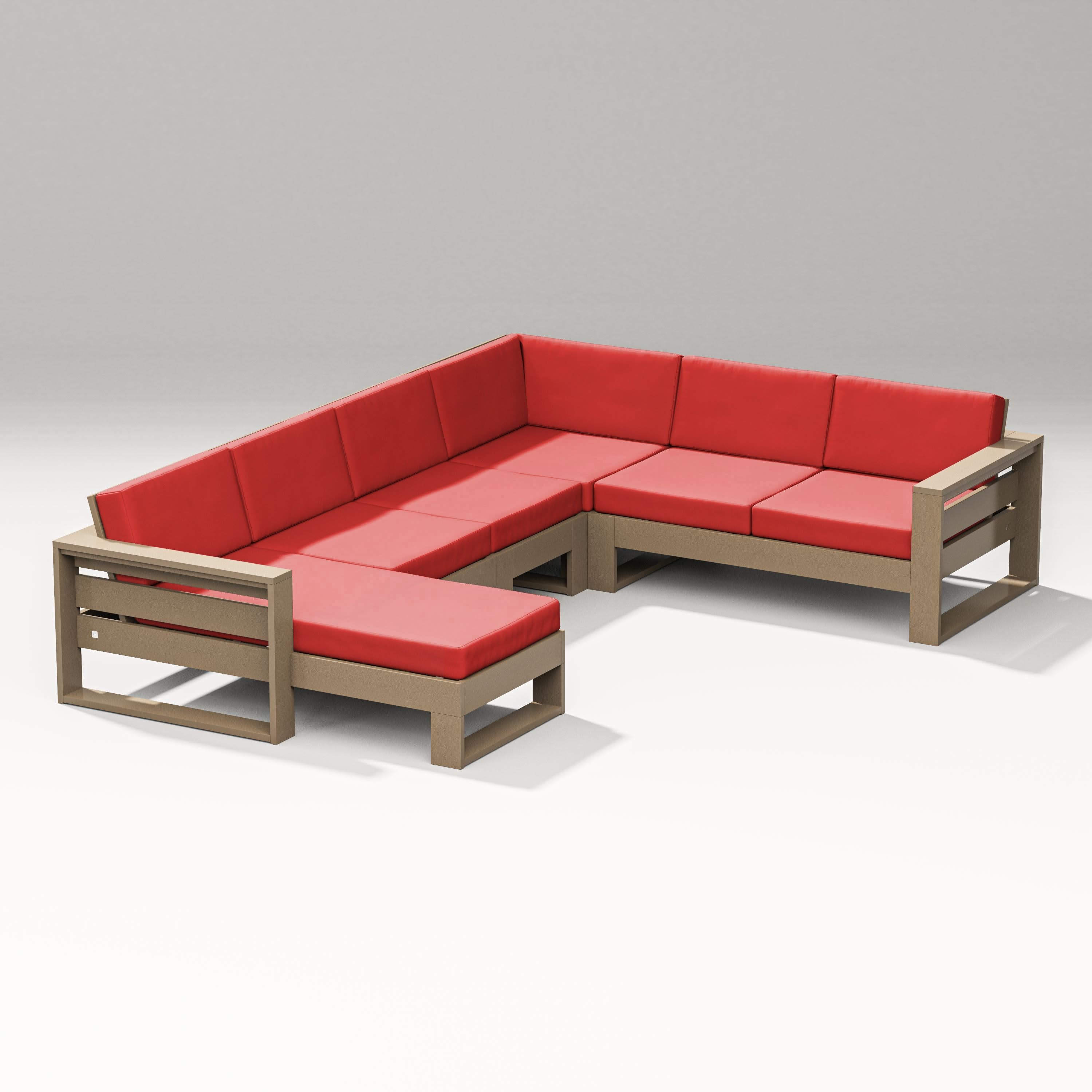 Latitude Corner Sectional with Left Chaise in Vintage Sahara / Crimson Linen