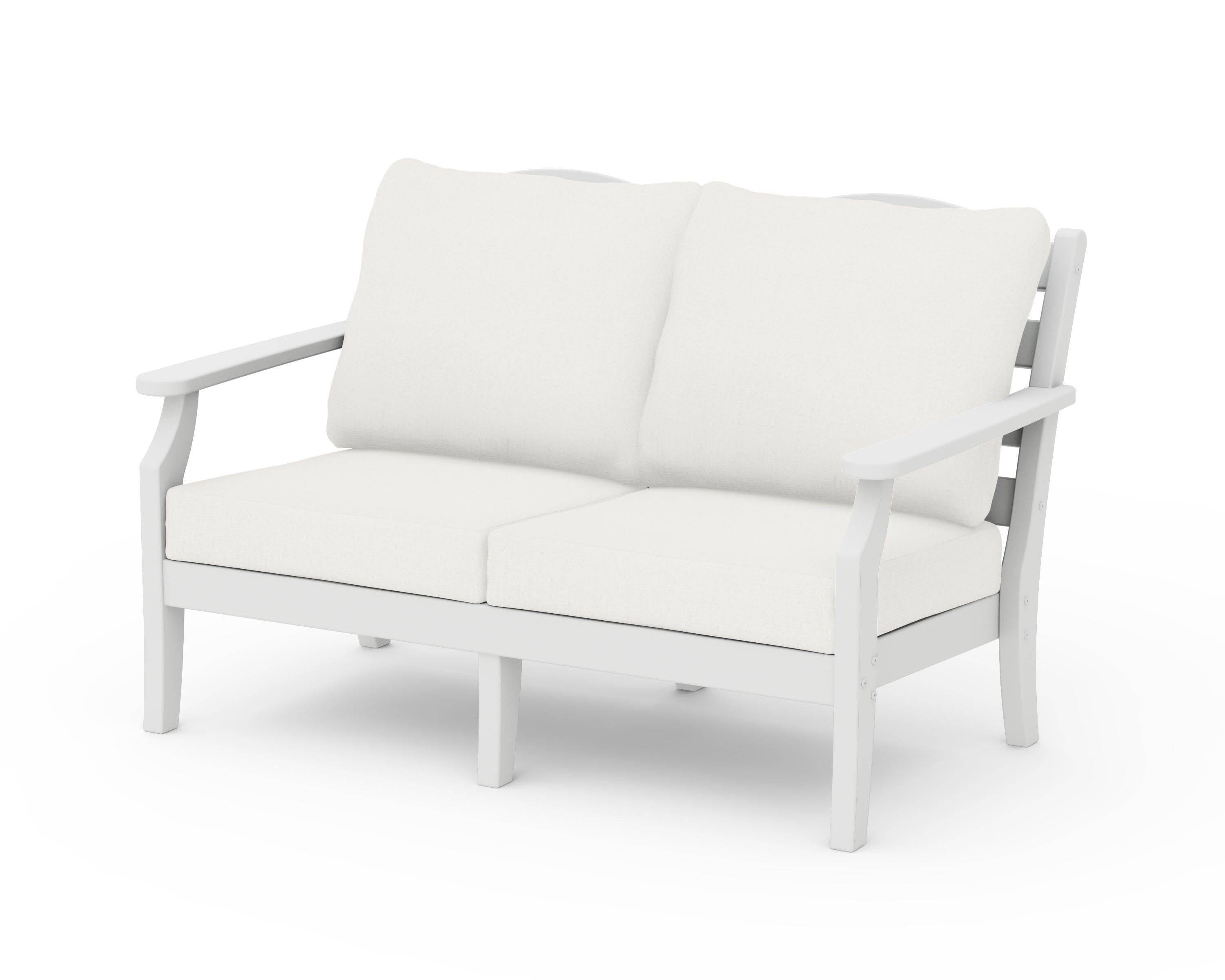 Savannah Deep Seating Loveseat in White / Natural Linen