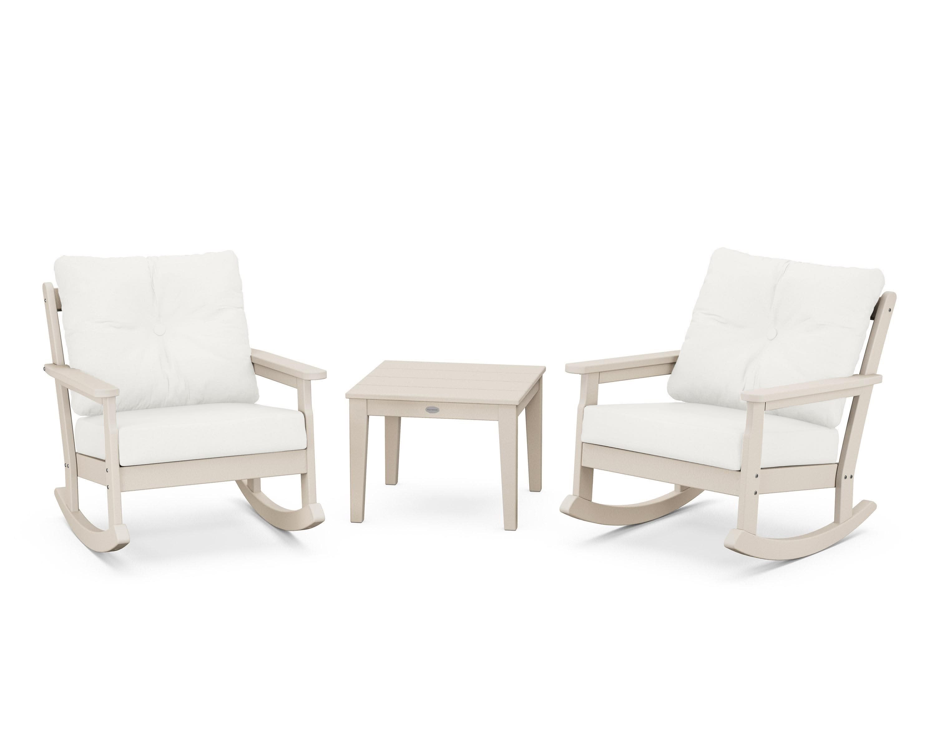 Vineyard 3-Piece Deep Seating Rocker Set in Sand / Natural Linen