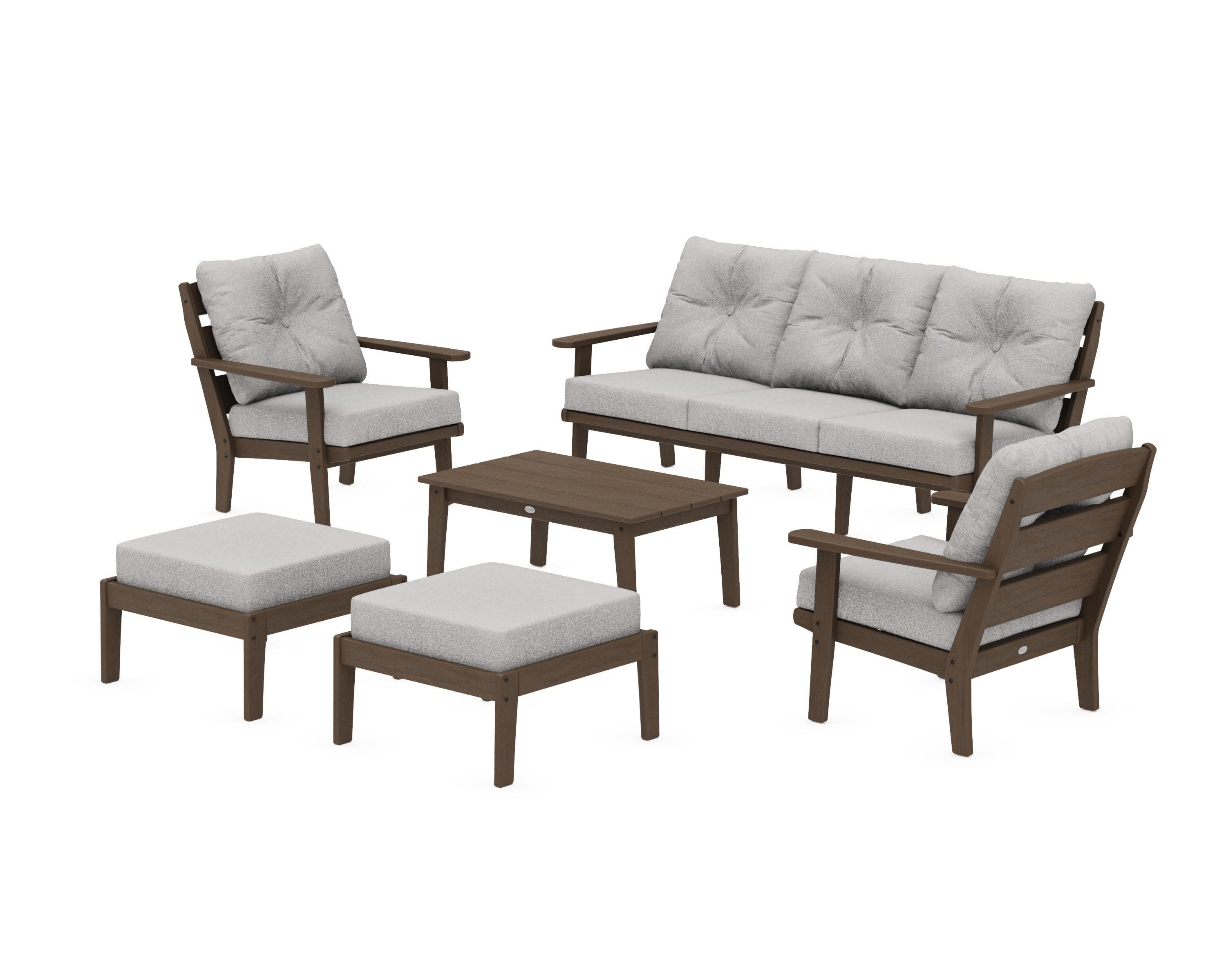 Lakeside 6-Piece Lounge Sofa Set in Kona / Grey Mist