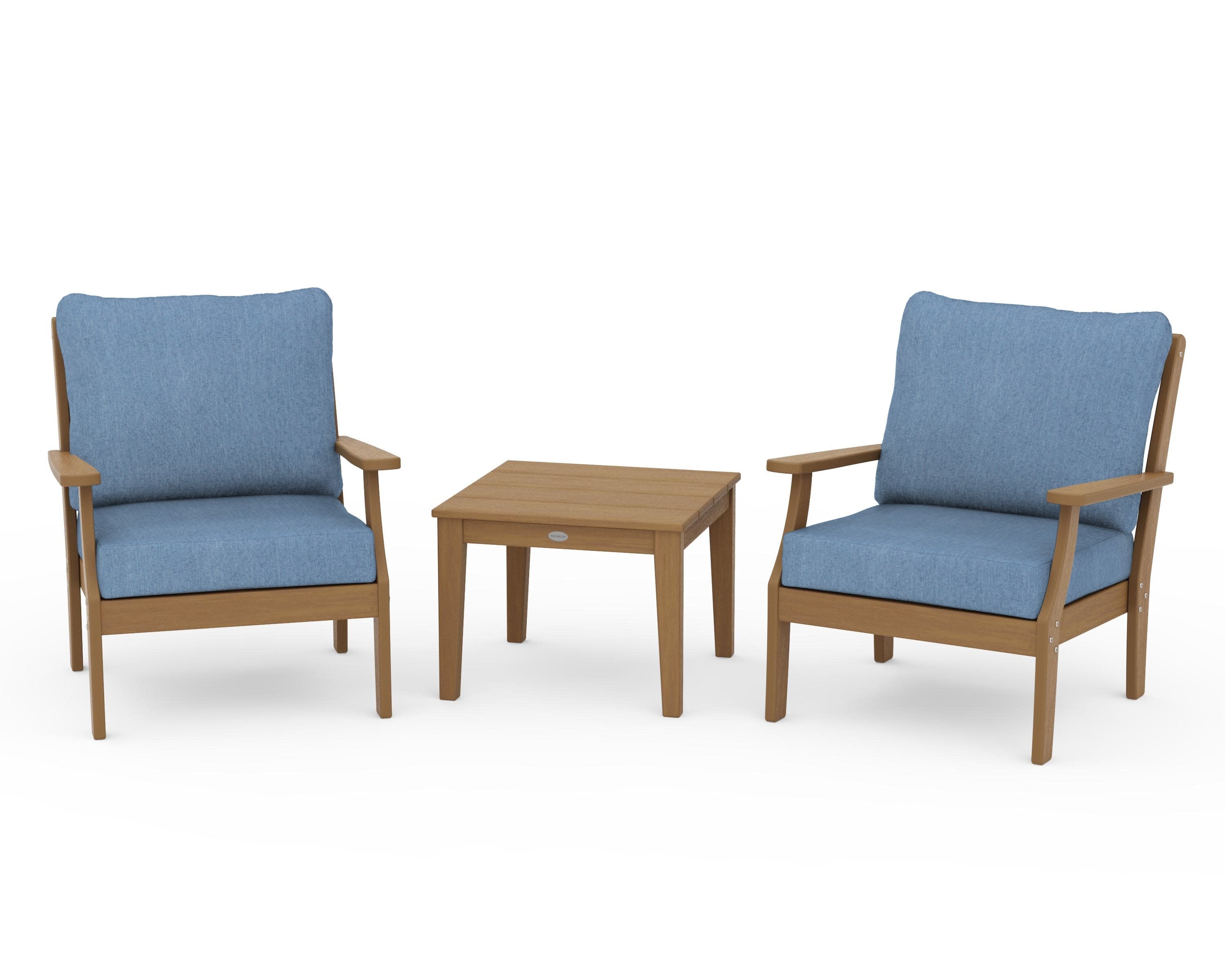 Braxton 3-Piece Deep Seating Set in Natural / Sky Blue