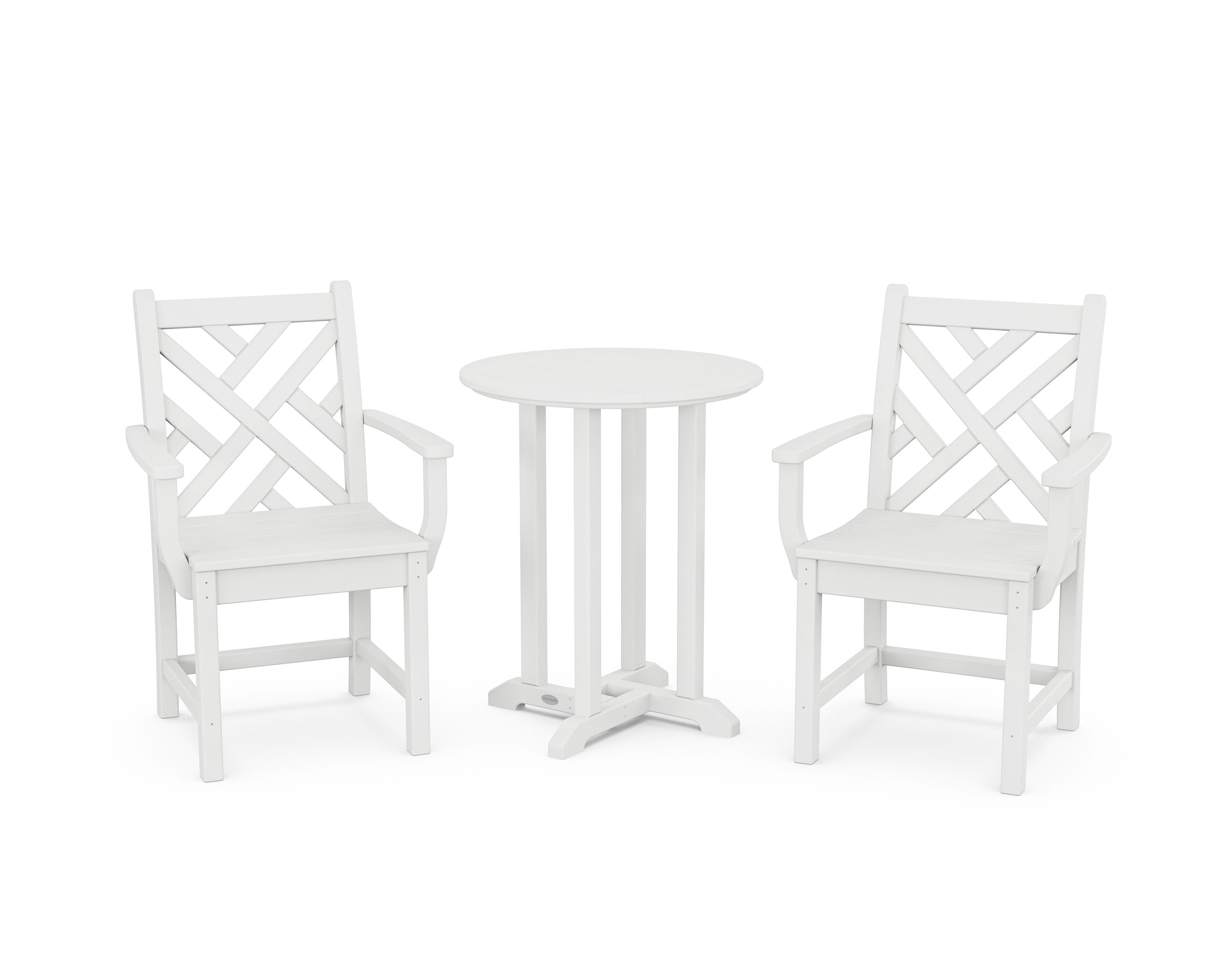 Chippendale 3-Piece Round Bistro Dining Set in White