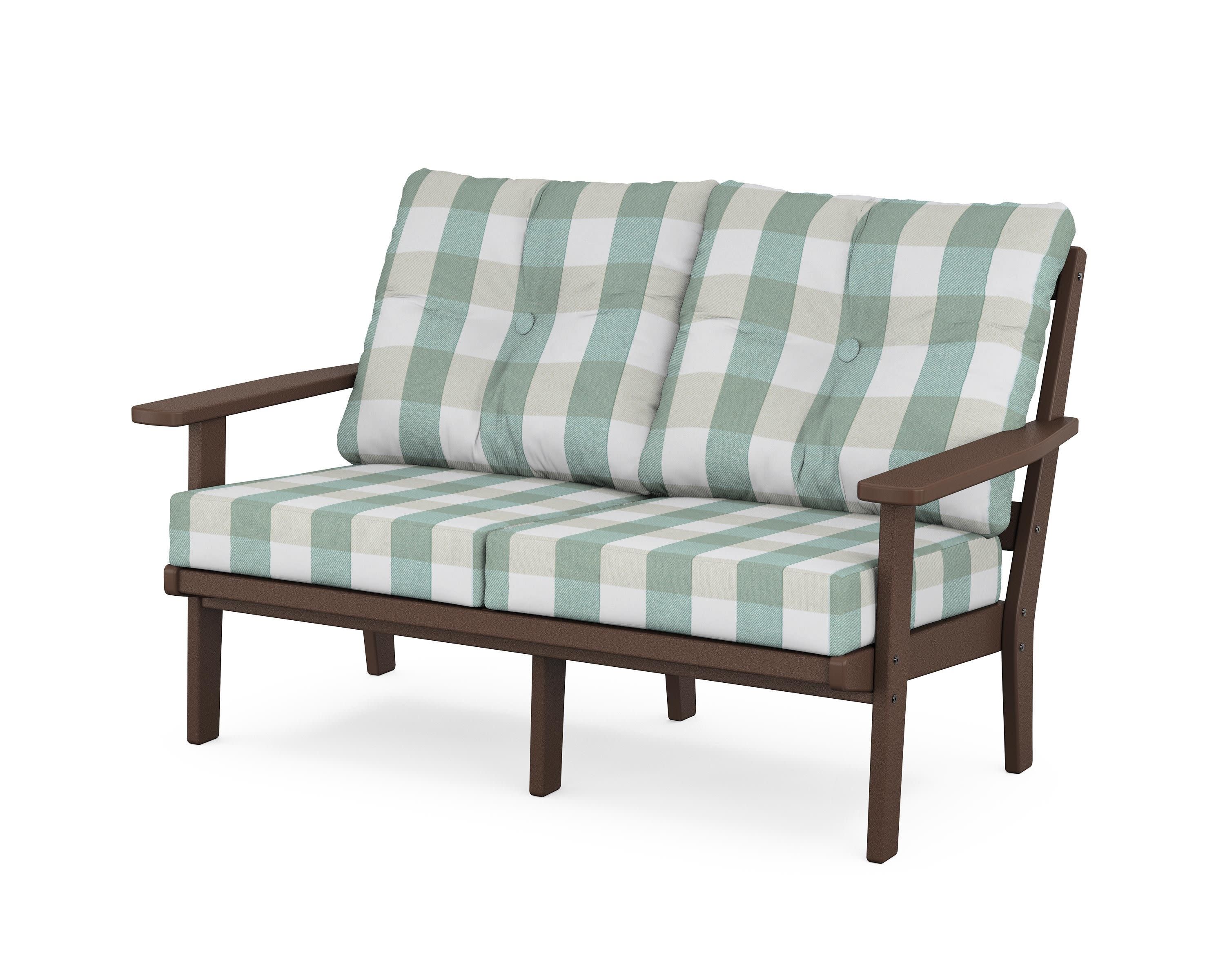 Oxford Deep SeatingLoveseat in Mahogany / Buffalo Plaid Glacier Spa