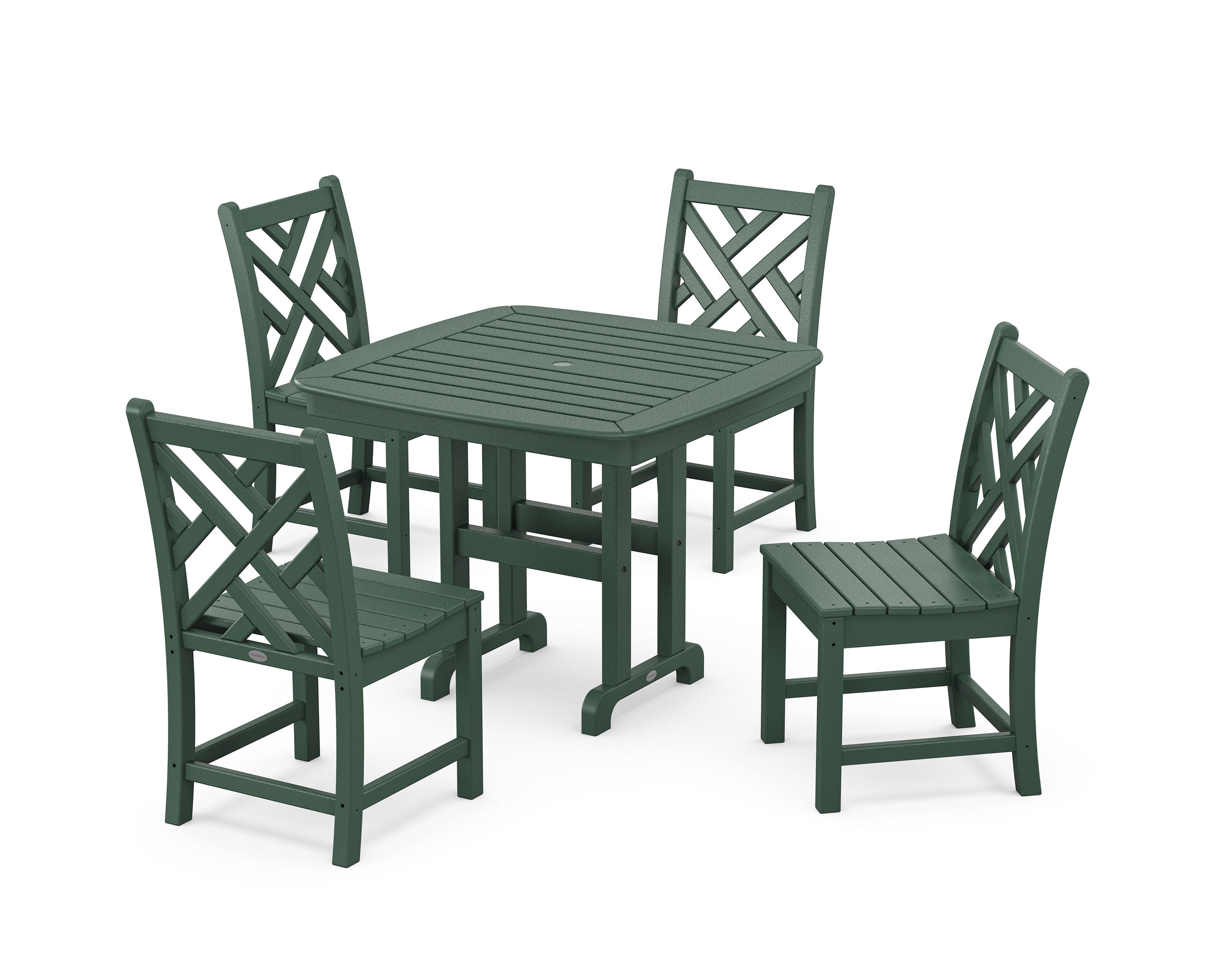 Chippendale 5-Piece Side Chair Dining Set in Green
