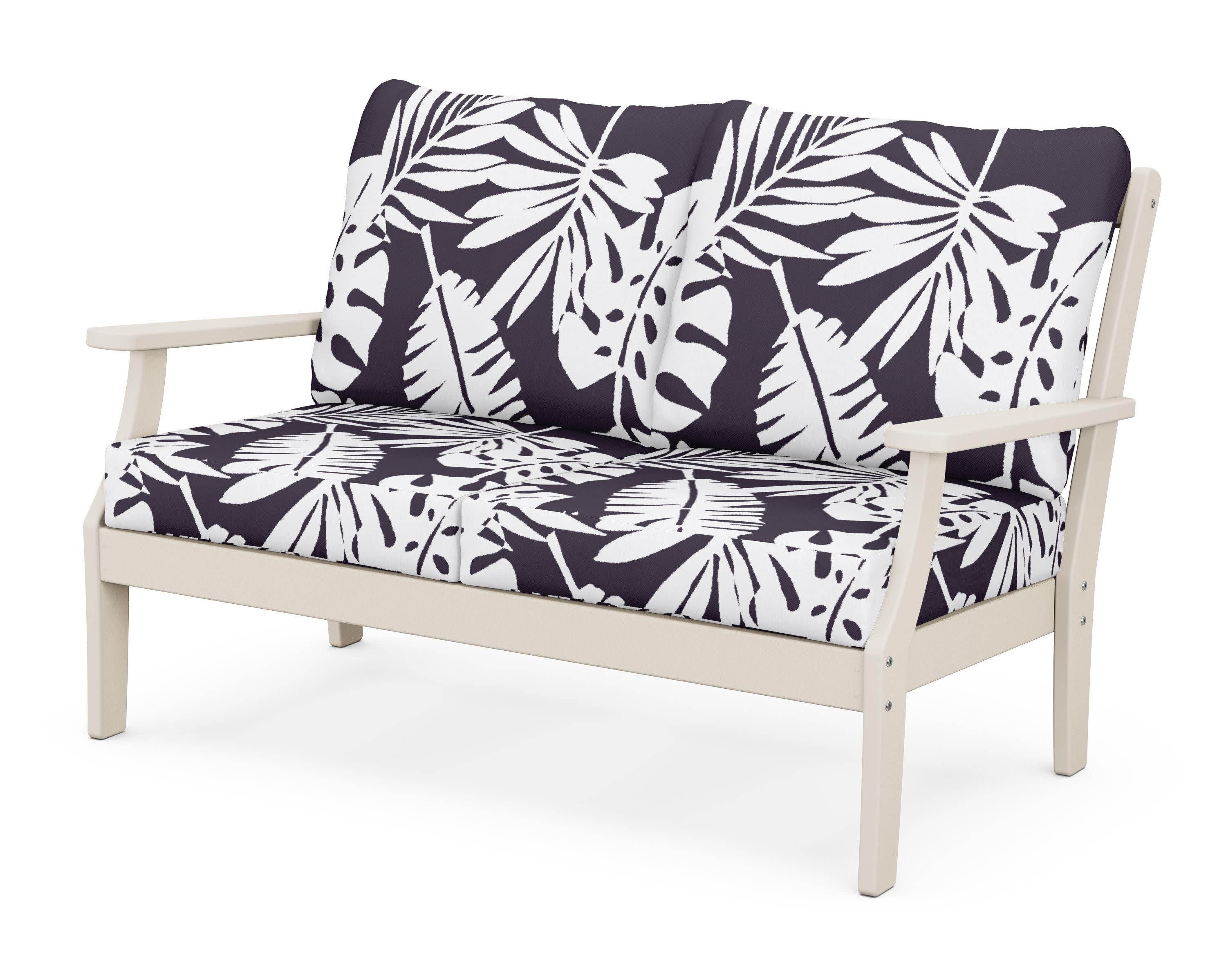 Braxton Deep Seating Loveseat in Sand / Leaf Navy