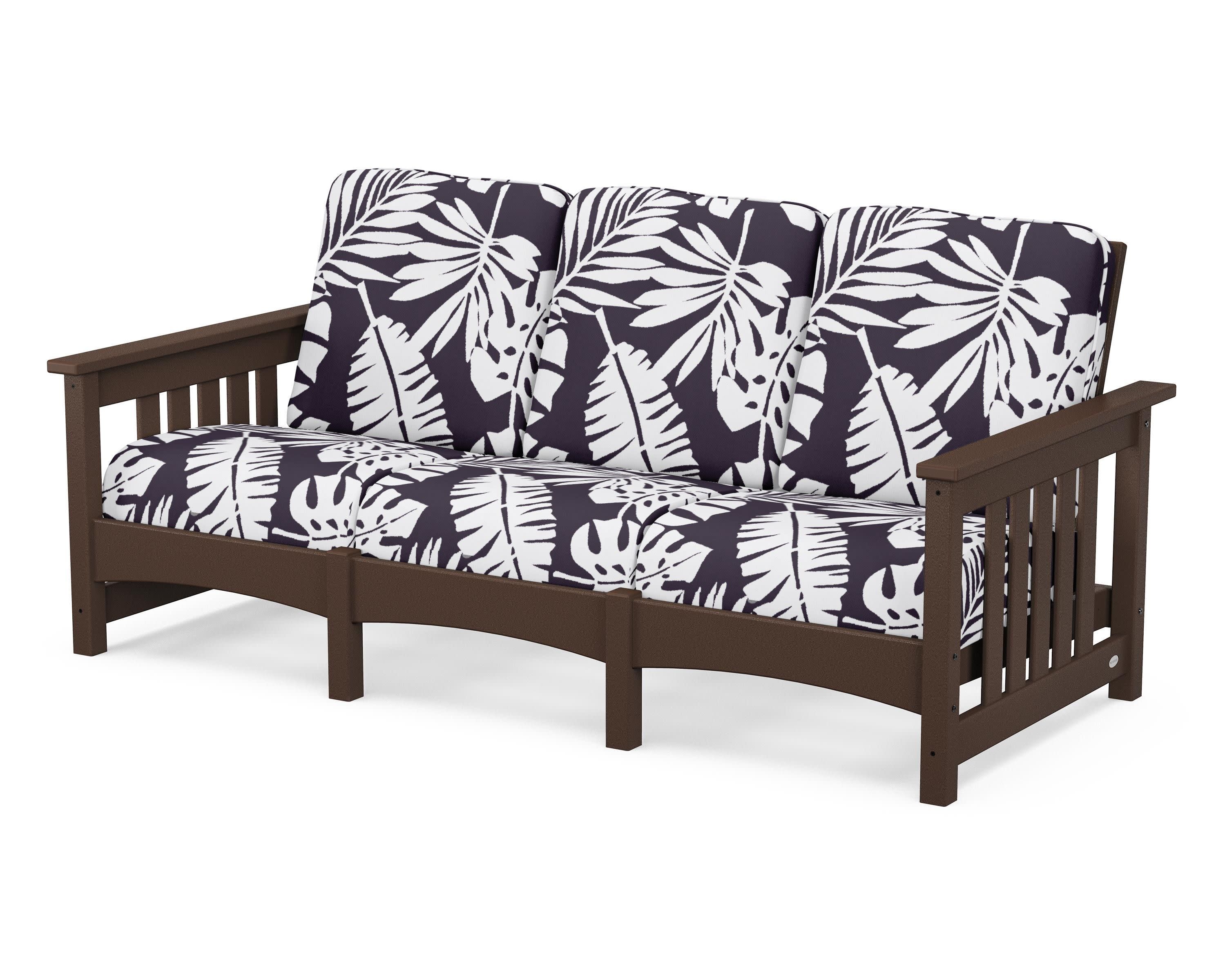 Club Mission Sofa in Mahogany / Leaf Navy