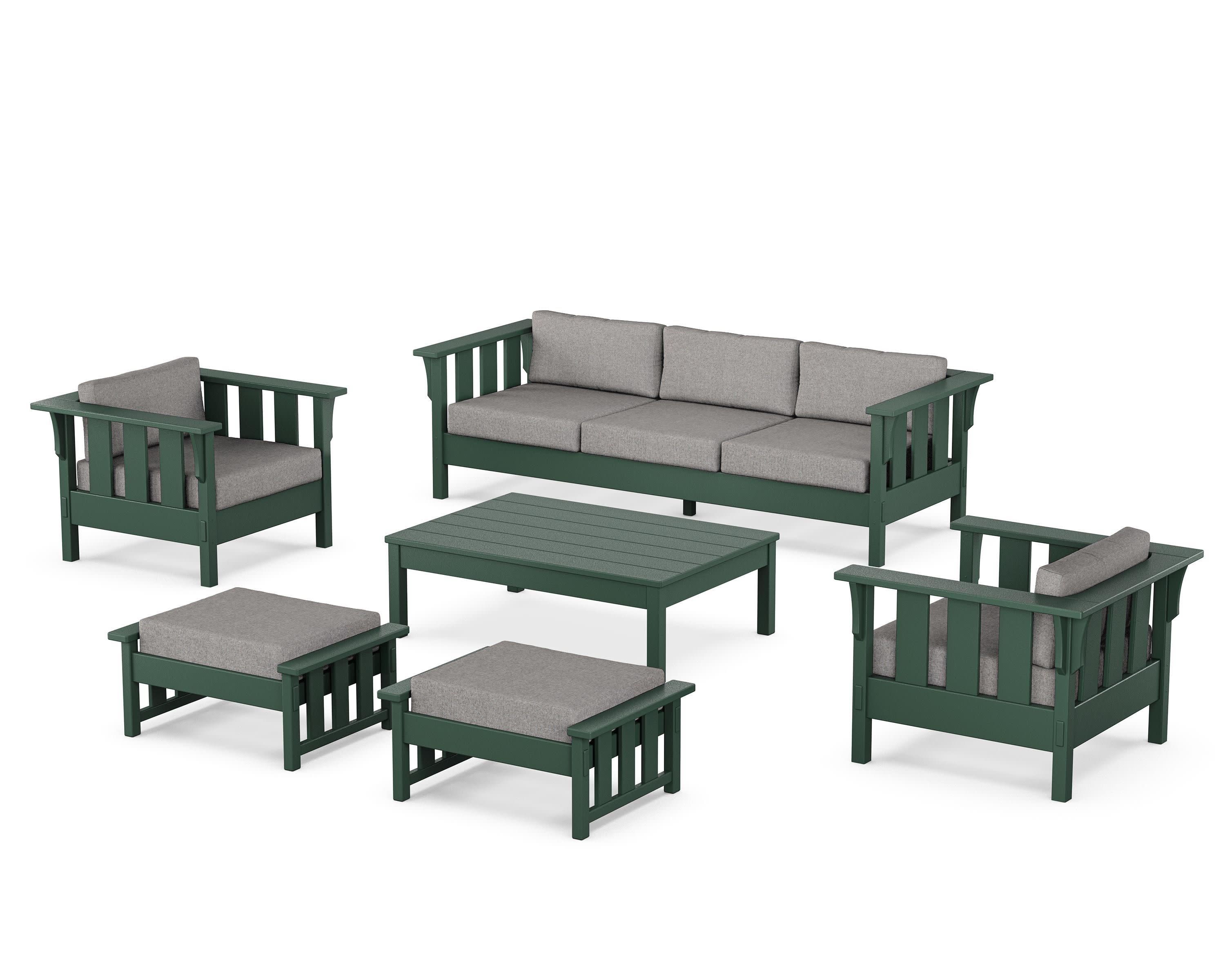 Acadia 6-Piece Lounge Sofa Set in Green / Grey Mist