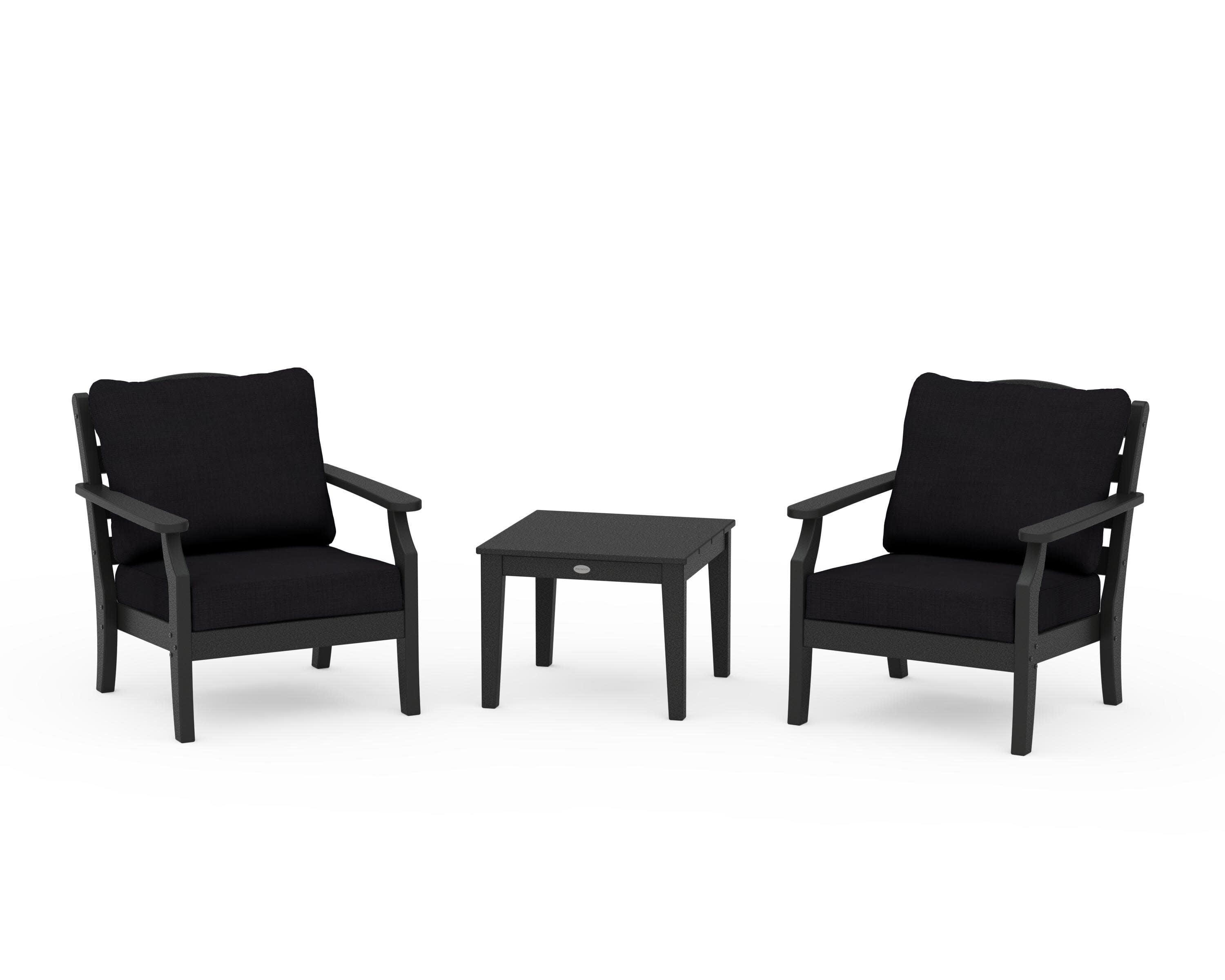 Savannah 3-Piece Deep Seating Set in Black / Midnight Linen