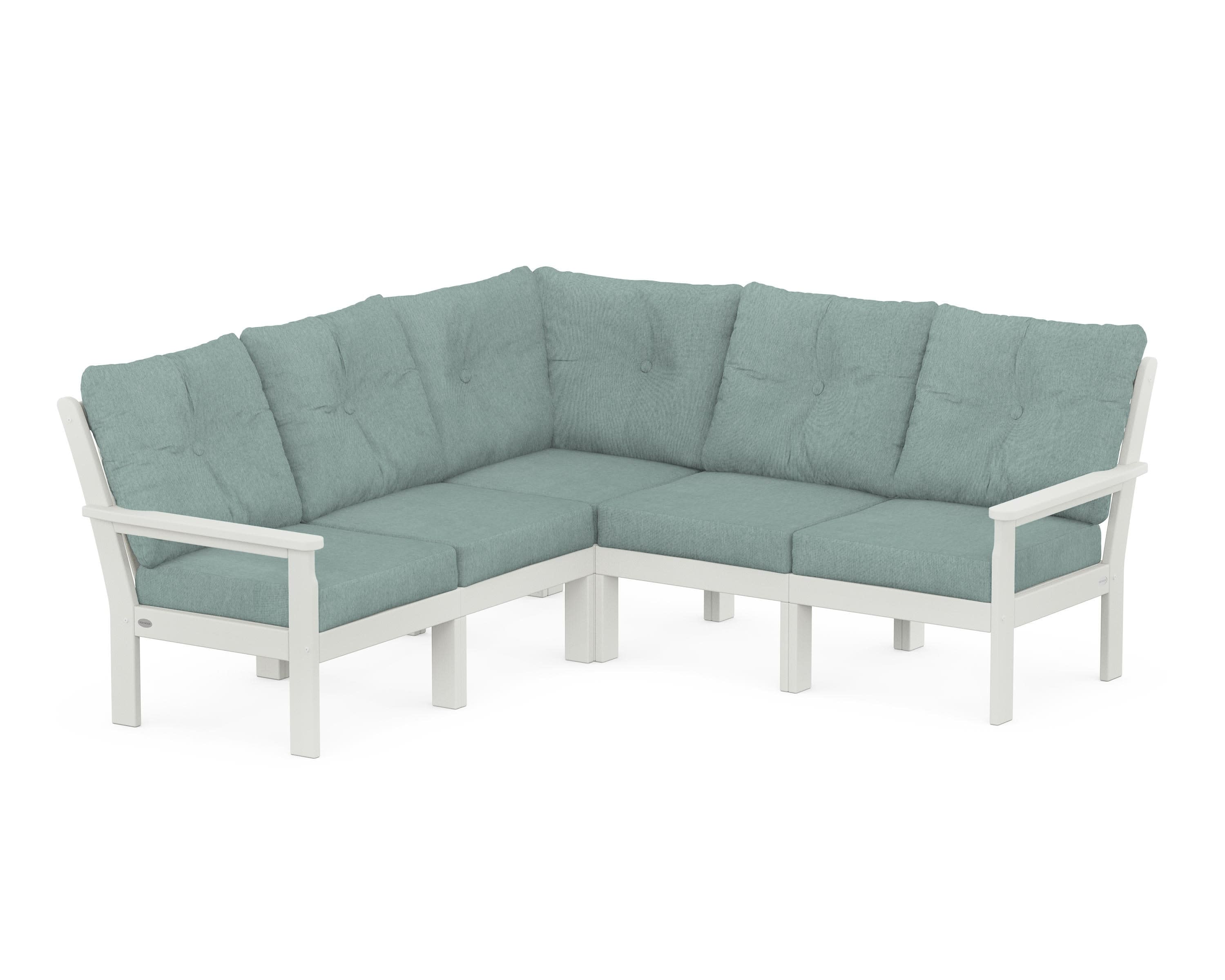Vineyard 5-Piece Sectional in Vintage White / Glacier Spa