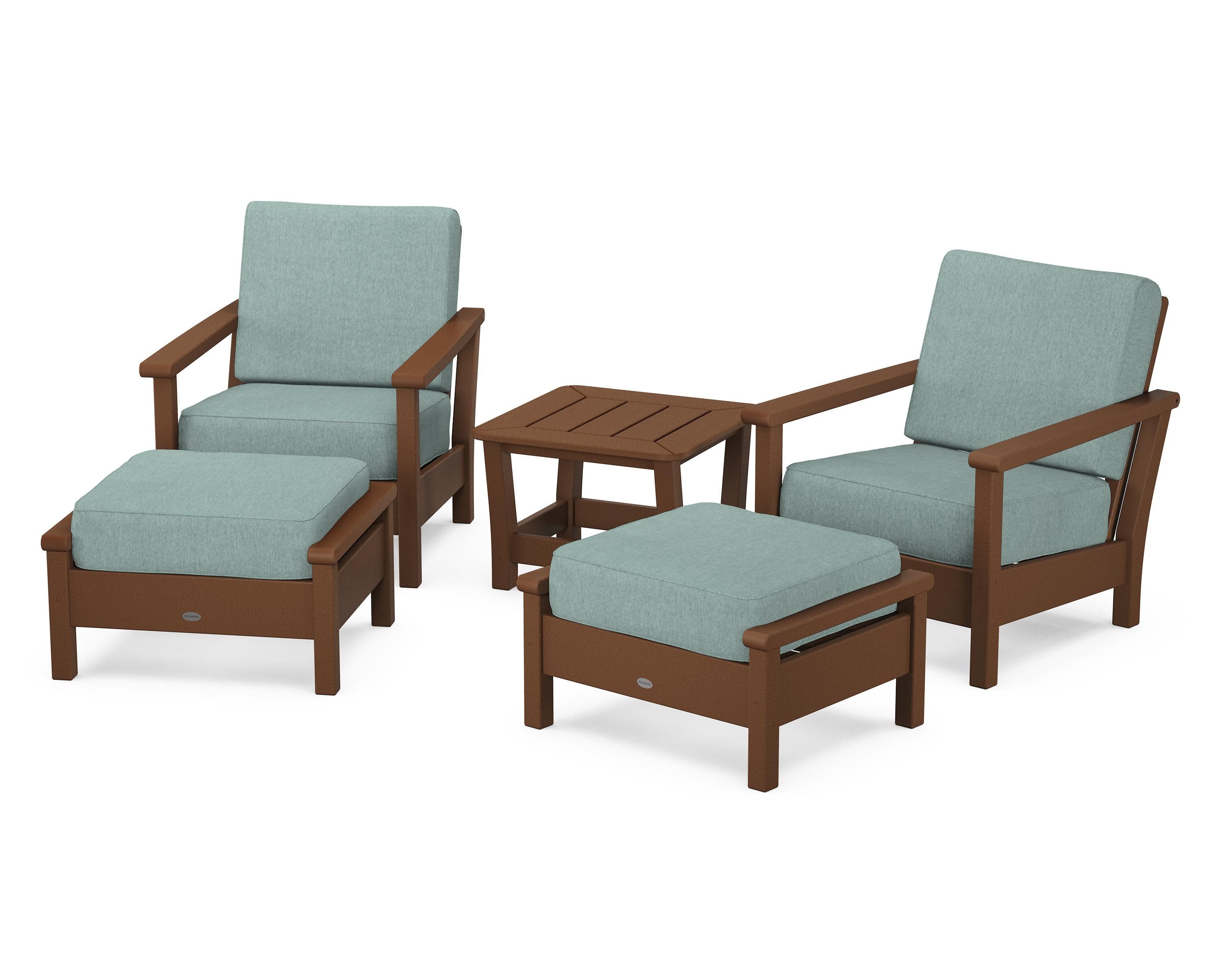 Harbour 5-Piece Deep Seating Chair Set in Teak / Glacier Spa