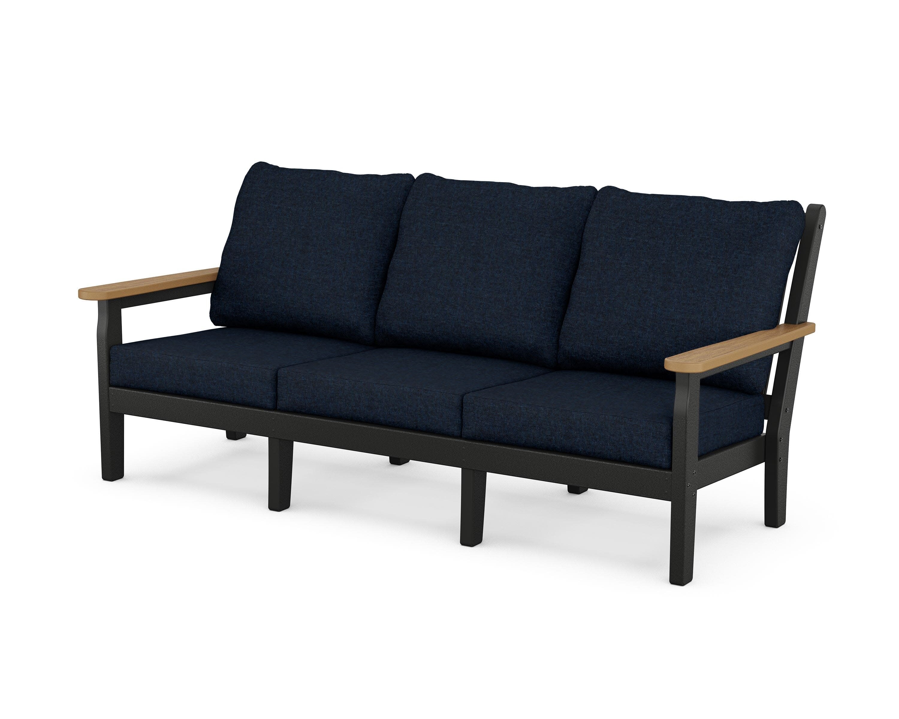 Chippendale Deep Seating Sofa in Black / Natural / Marine Indigo
