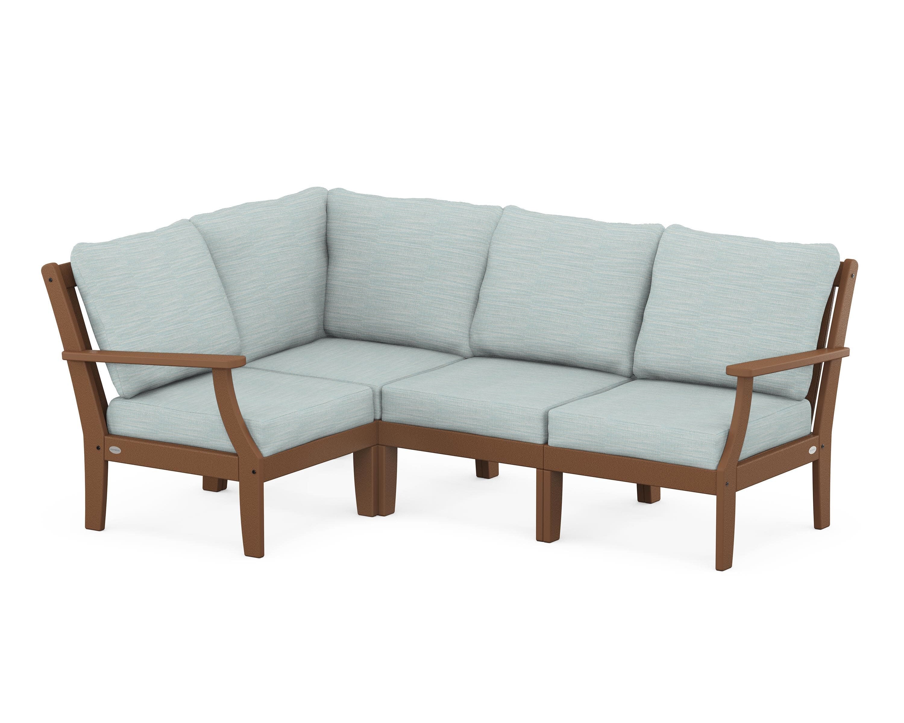 Braxton Modular 4-Piece Deep Seating Set in Teak / Soothe Mist