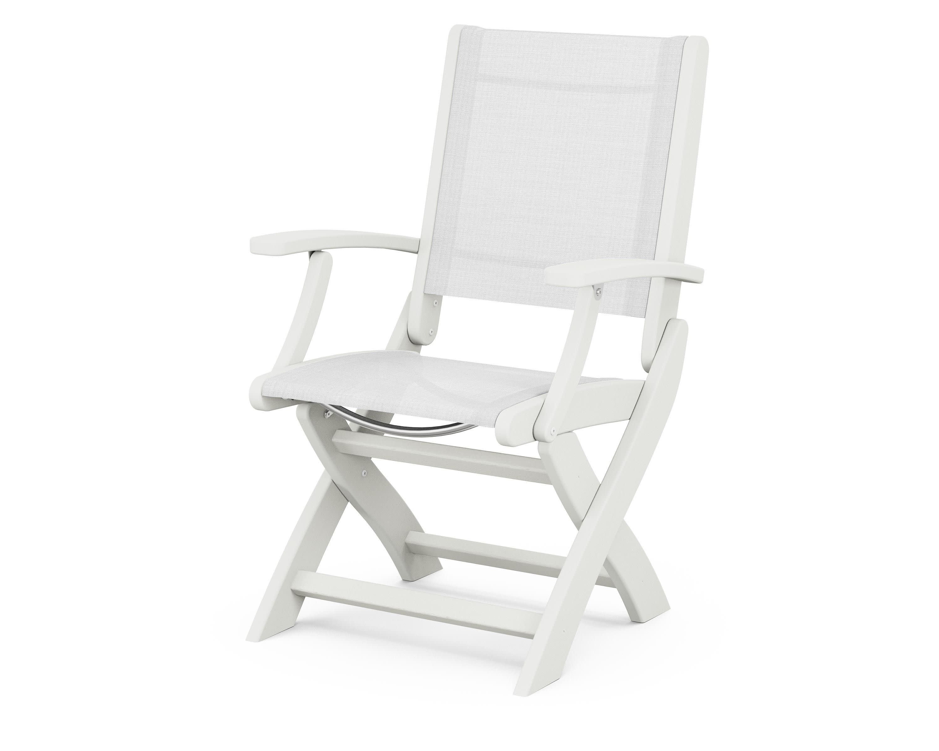 Coastal Folding Chair in Vintage White / White Sling