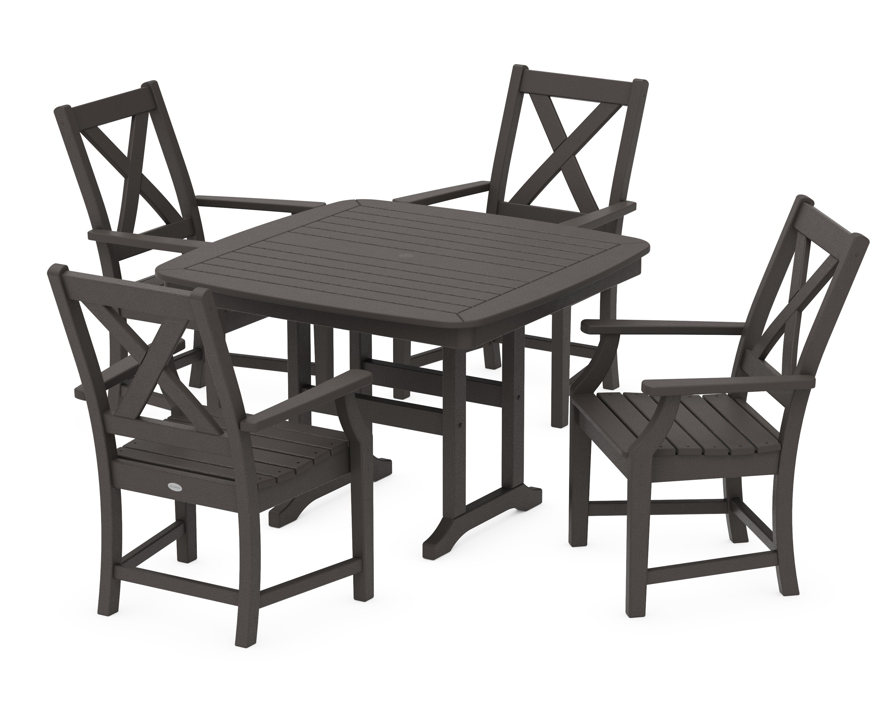 Braxton 5-Piece Dining Set with Trestle Legs in Vintage Coffee