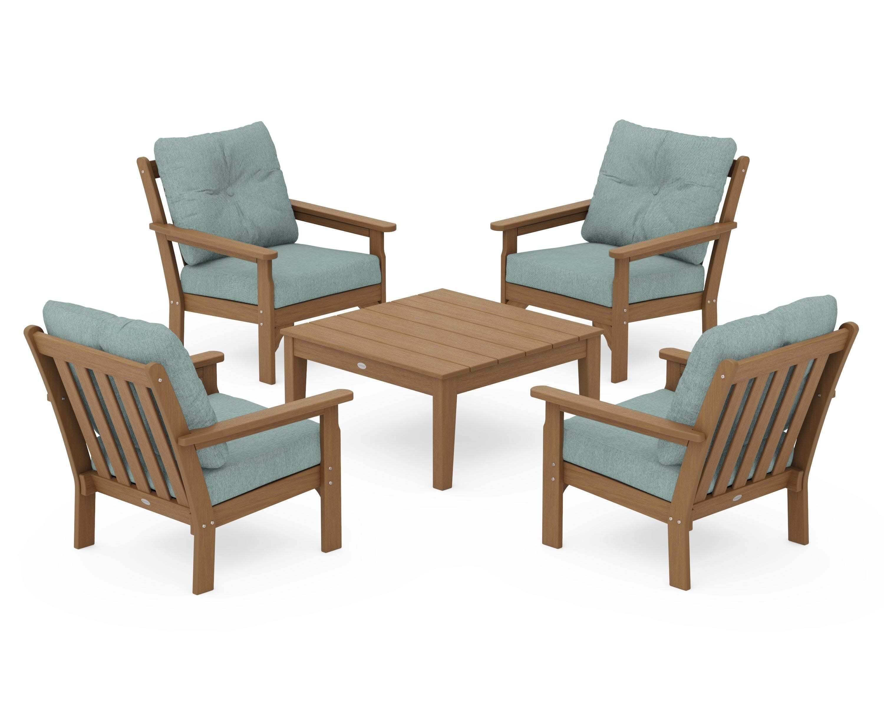 Vineyard 5-Piece Deep Seating Conversation Set in Natural / Glacier Spa