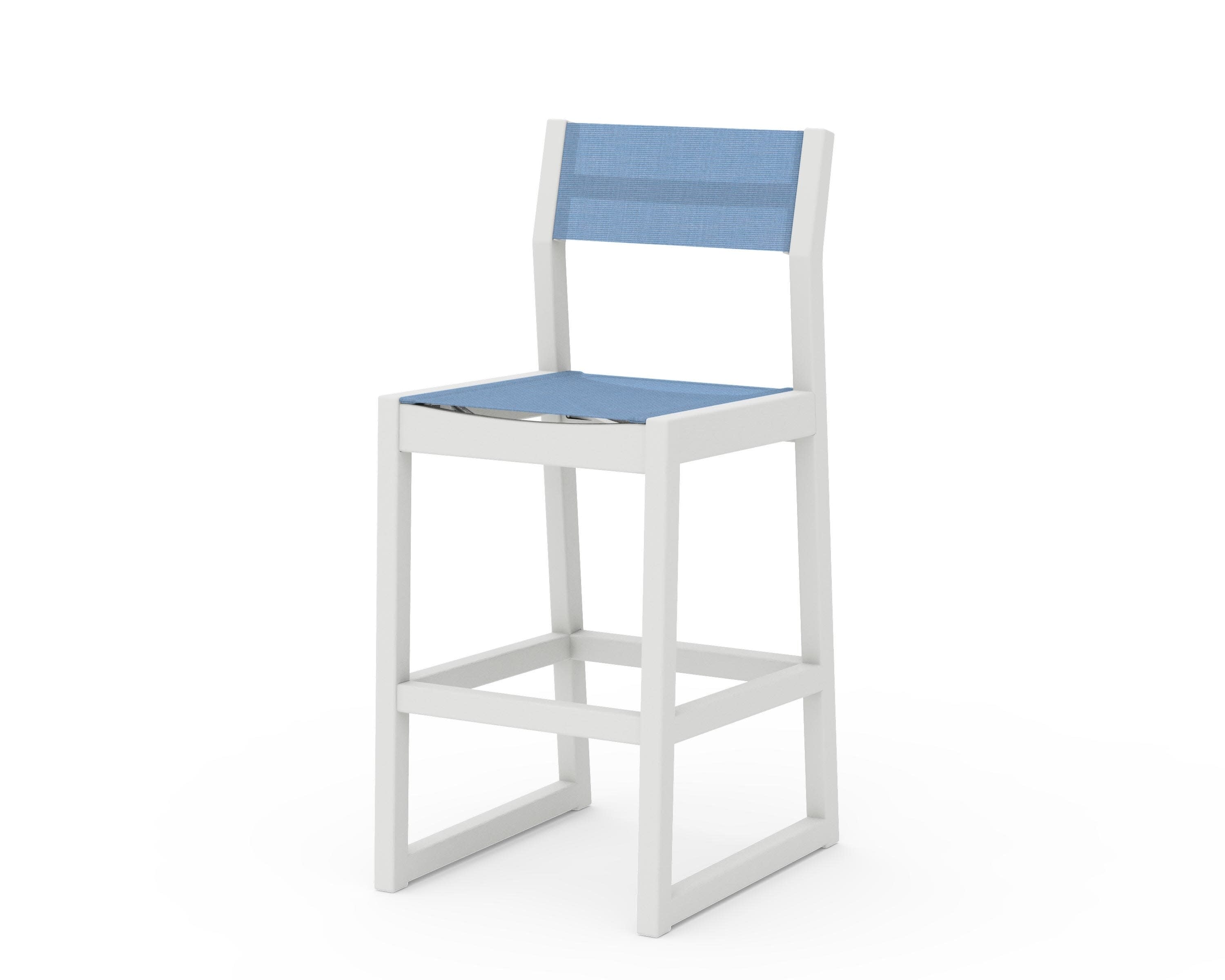 EDGE Sling Bar Side Chair in Vintage White / Poolside Sling