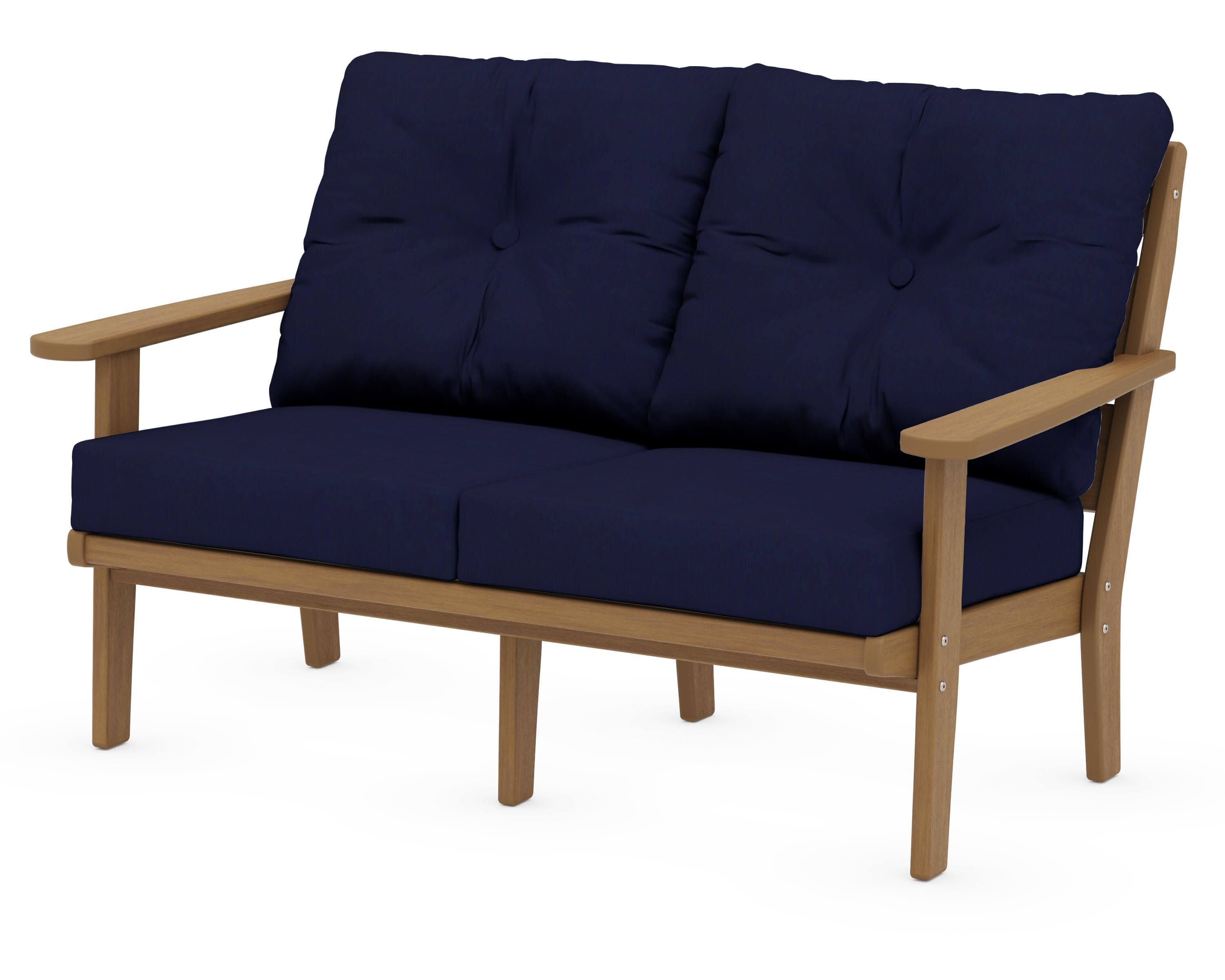 Lakeside Deep Seating Loveseat in Natural / Navy