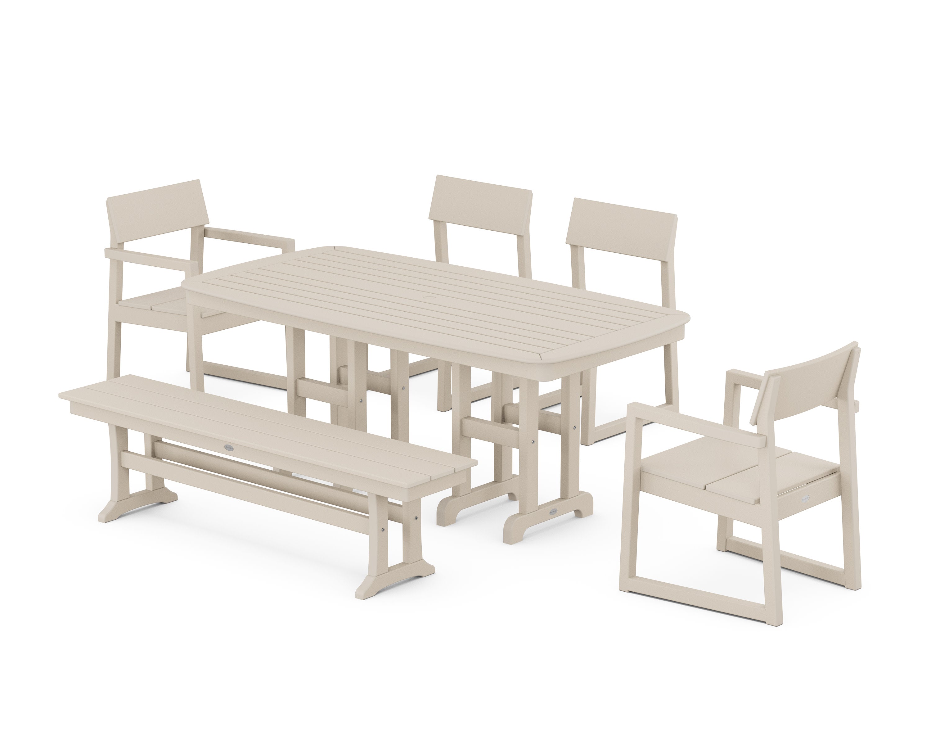EDGE 6-Piece Dining Set with Bench in Sand