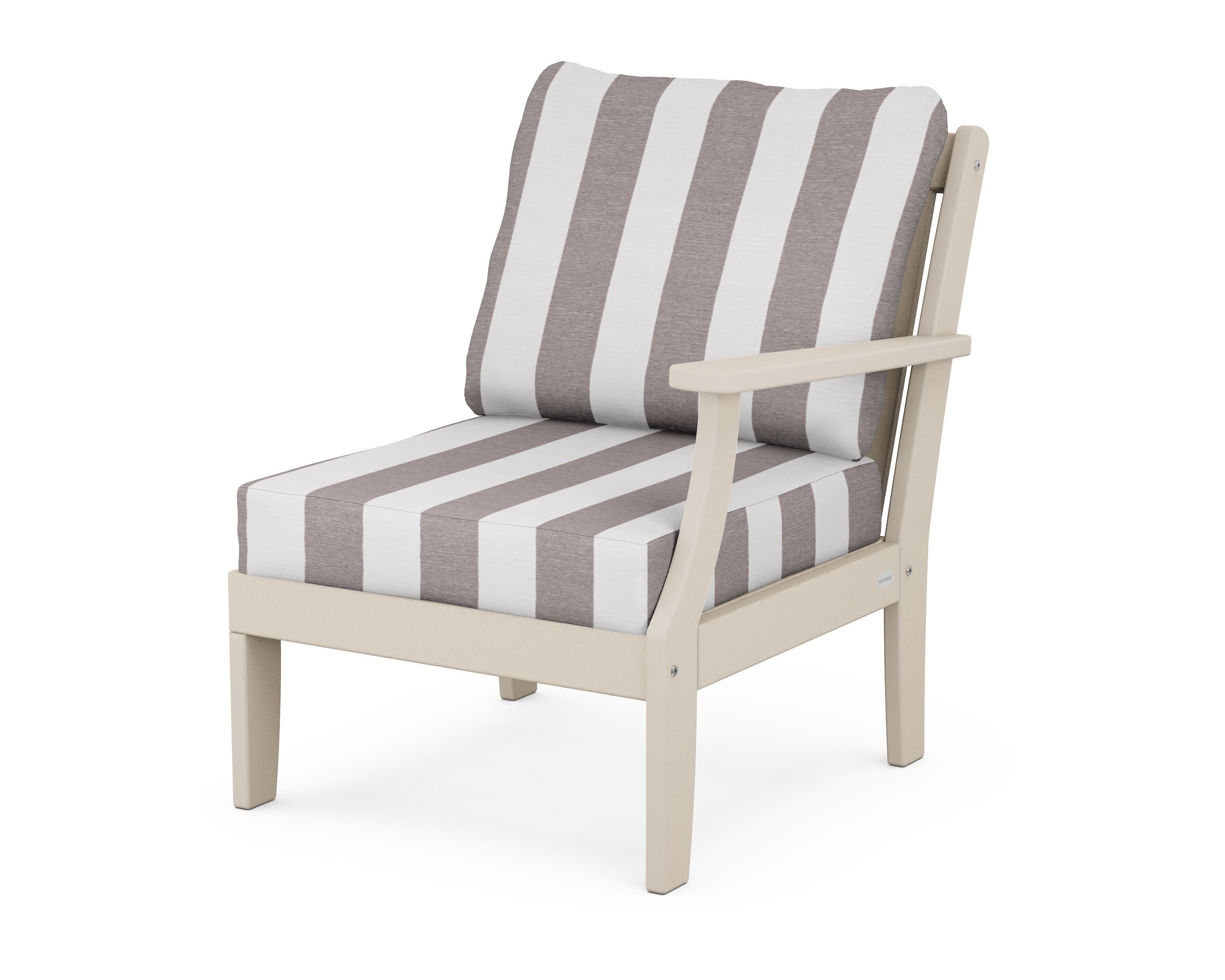 Braxton Modular Right Arm Chair in Sand / Cabana Stripe Grey Mist