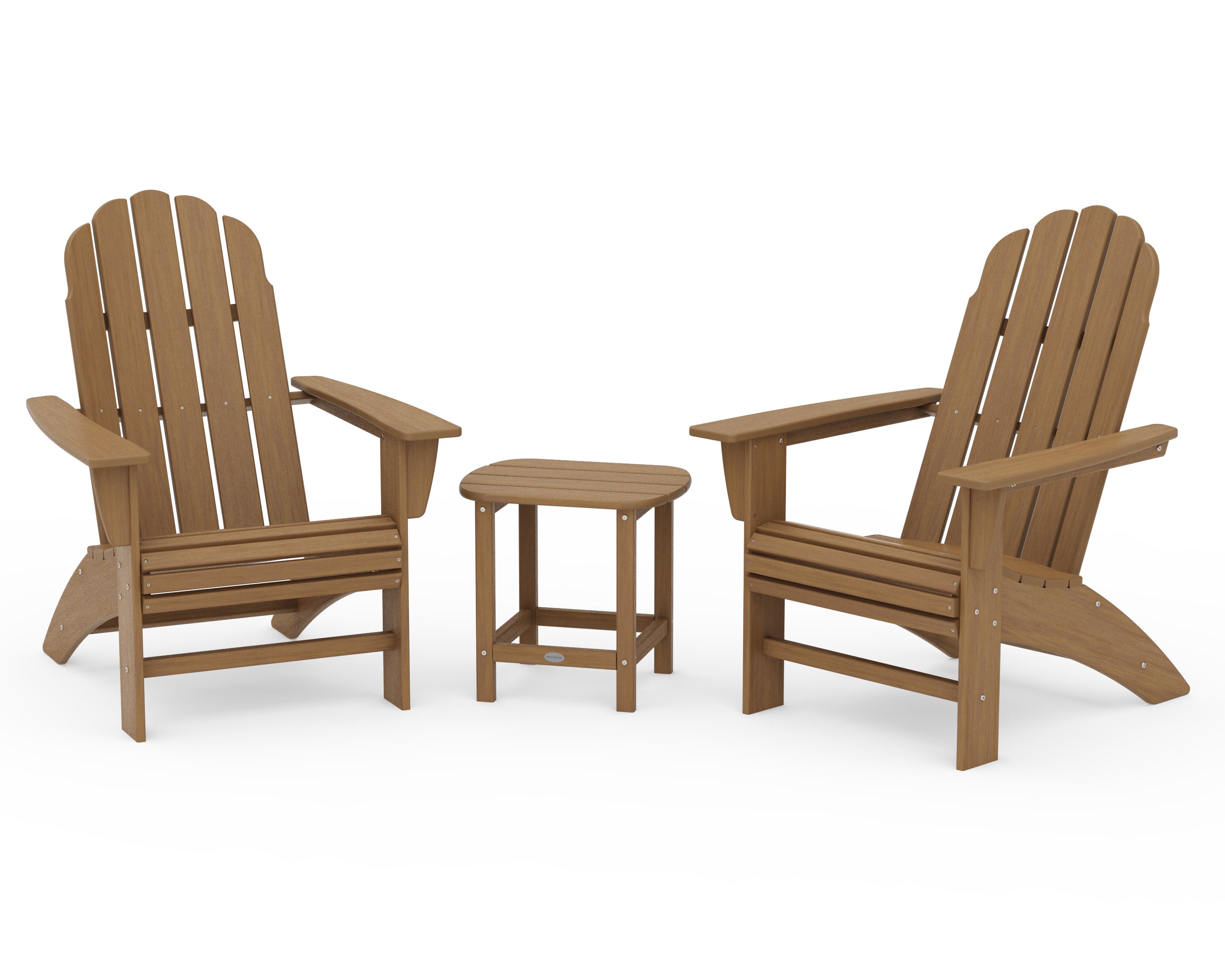 Vineyard 3-Piece Curveback Adirondack Set with South Beach 18" Side Table in Natural